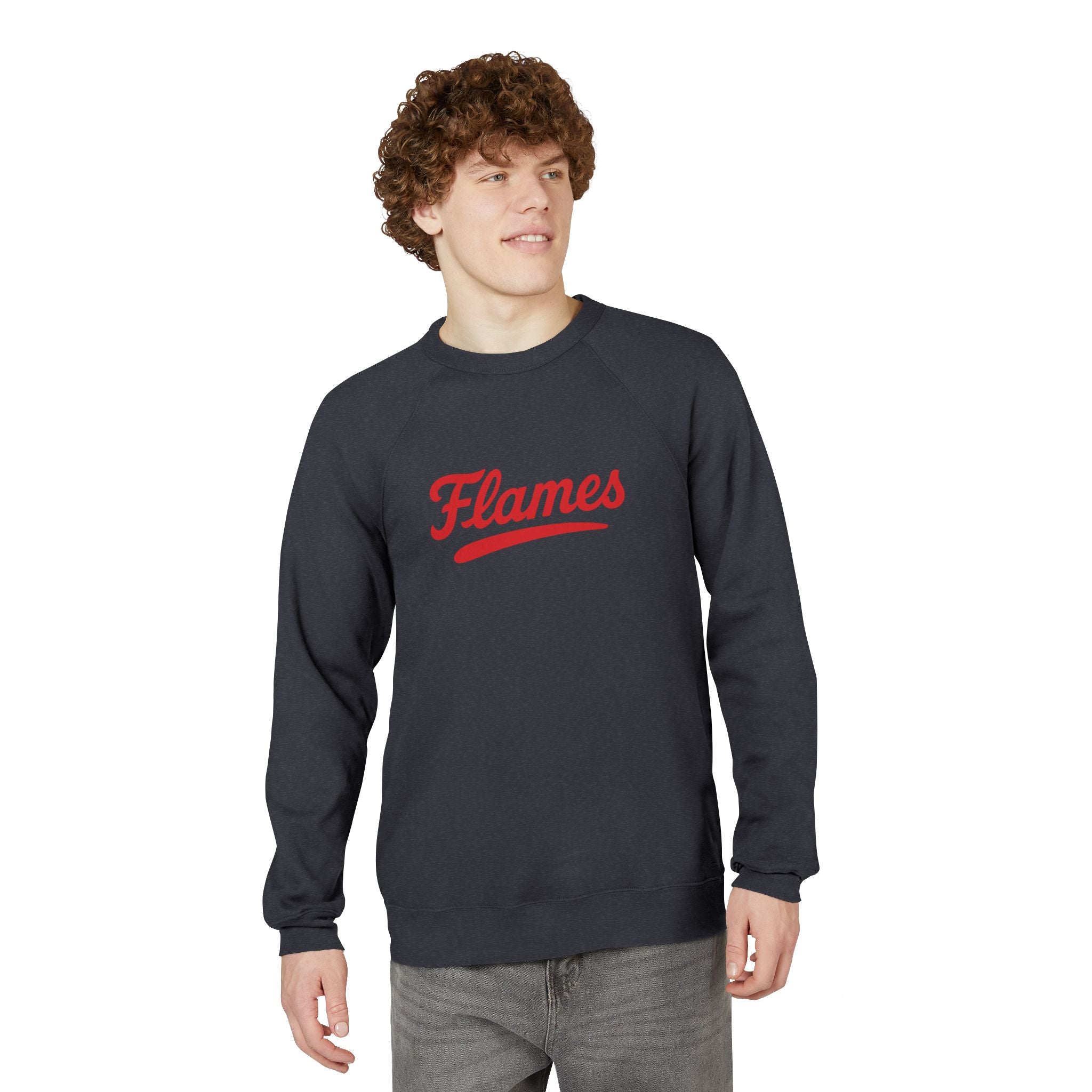 FLAMES Script Raglan Sweatshirt — Vintage Sports Crewneck