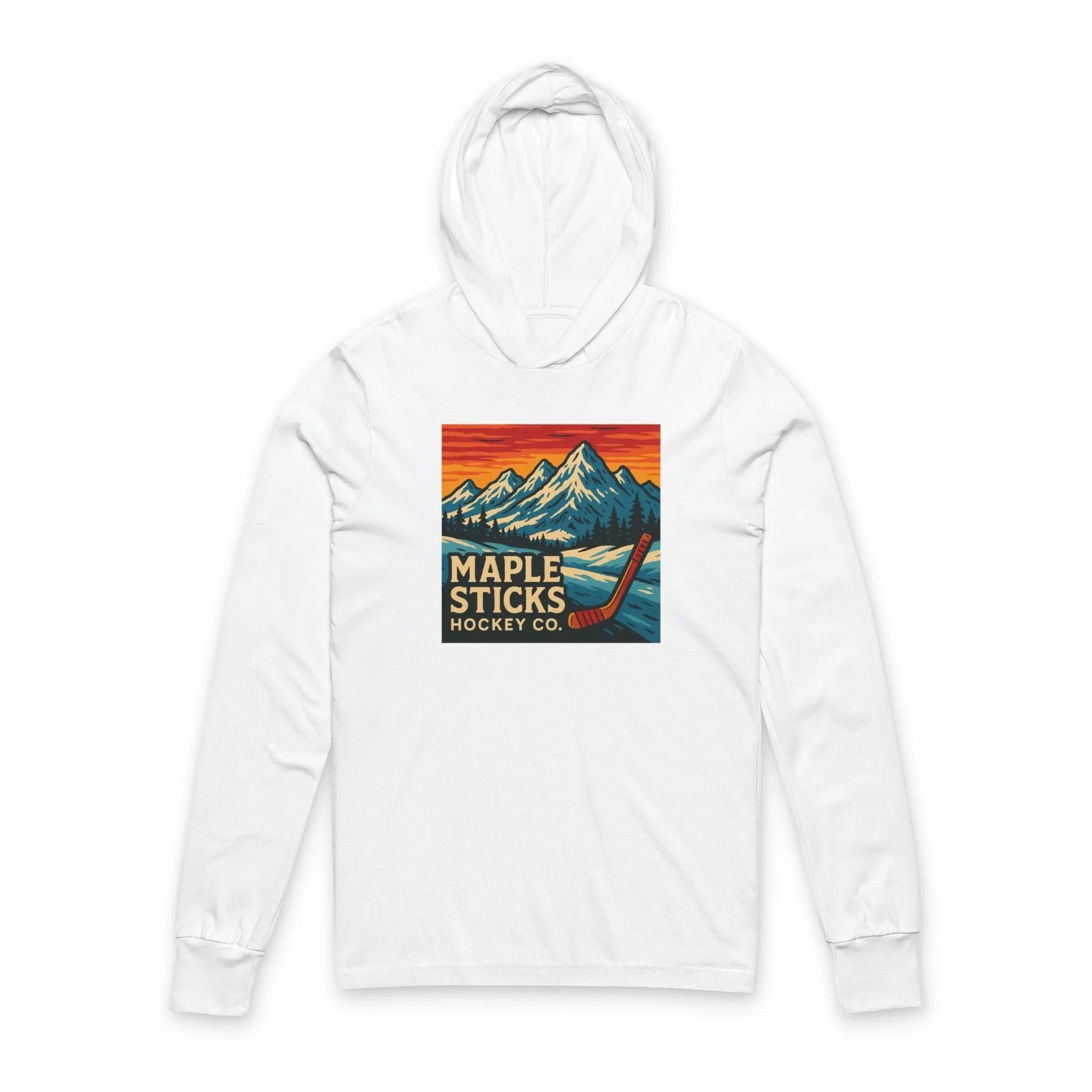 Maple Sticks Hockey Co Unisex Hooded Long Sleeve Tee, Casual Sportswear, Great for Hockey Fans, Outdoor Adventures, Gift for Sports Lovers Printify