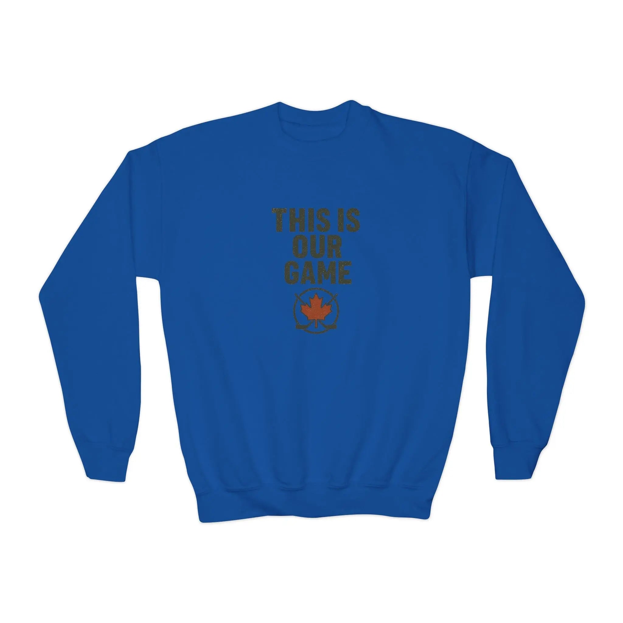 Maple Stick Youth Crewneck Sweatshirt – Our Game Sweater, Canadian Pride Printify