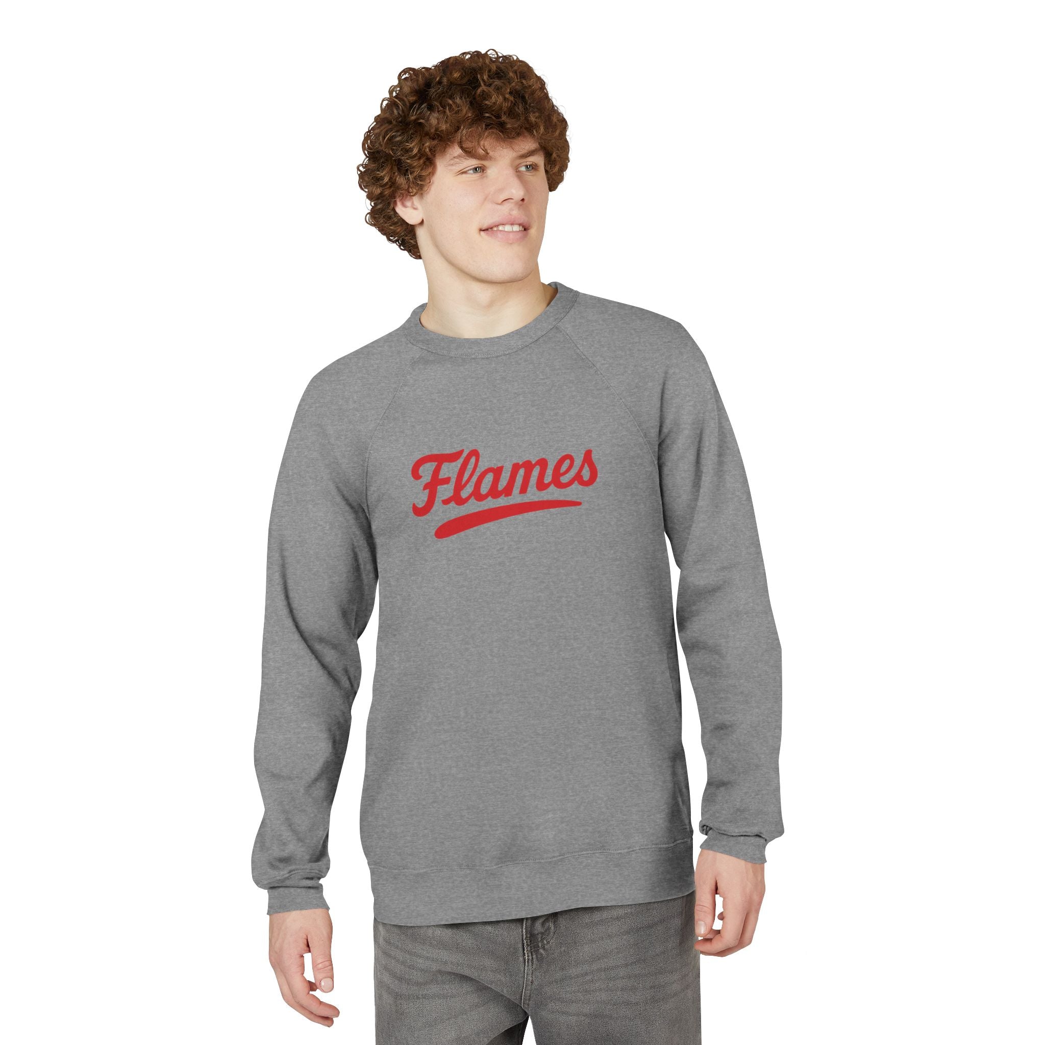 FLAMES Script Raglan Sweatshirt — Vintage Sports Crewneck