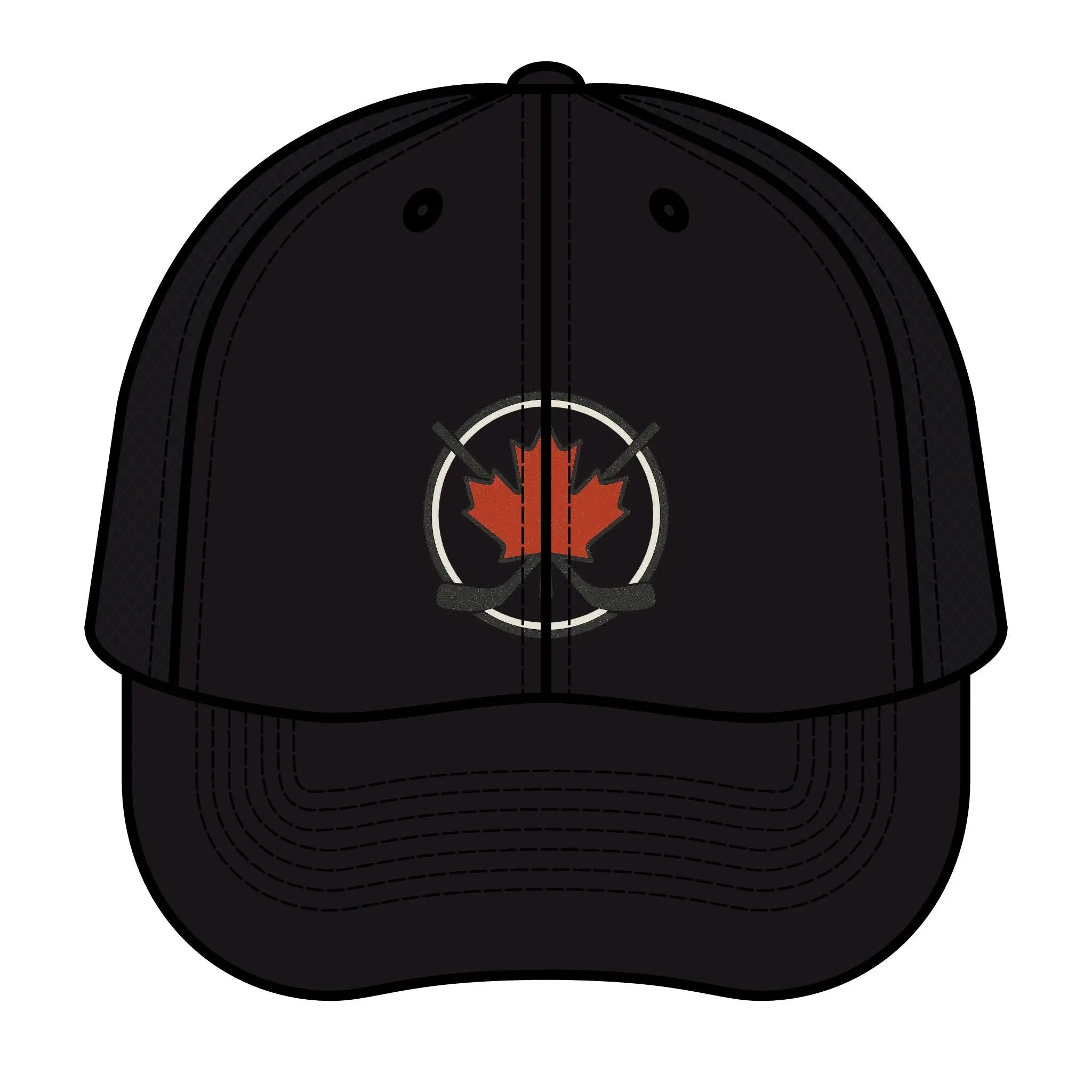 Maple Stick Hockey Hat – Maple Leaf & Crossed Sticks Snapback Cap Printify