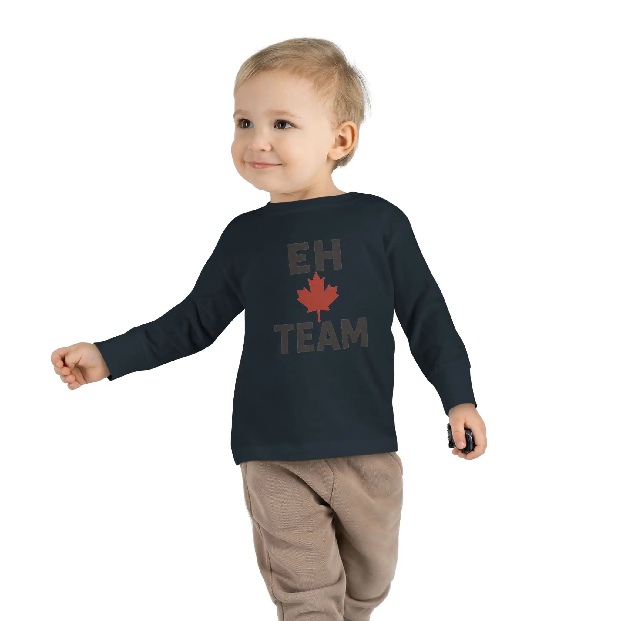 Maple Stick "Eh Team" Toddler Long Sleeve Tee – Maple Leaf Pride Printify