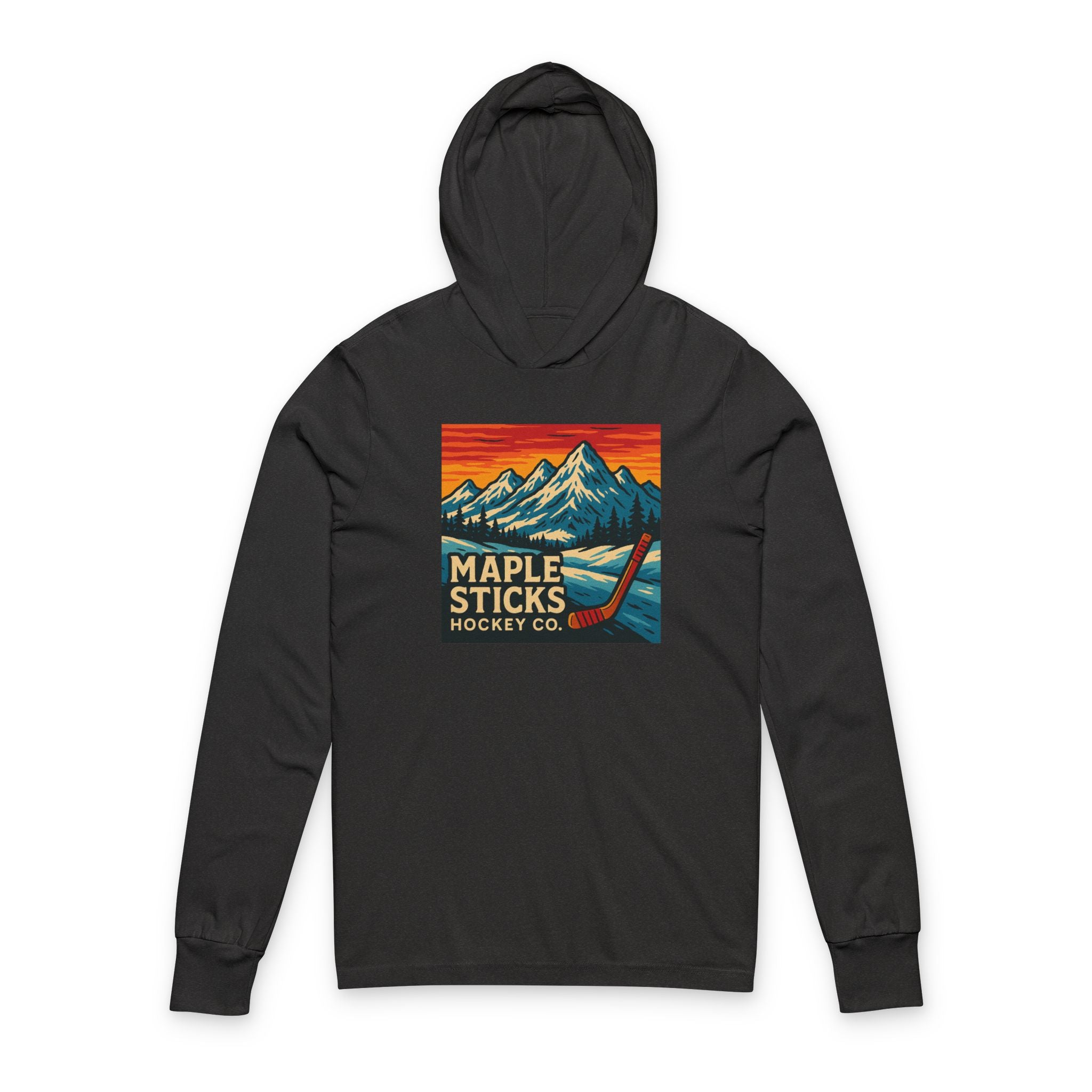 Maple Sticks Hockey Co Unisex Hooded Long Sleeve Tee, Casual Sportswear, Great for Hockey Fans, Outdoor Adventures, Gift for Sports Lovers