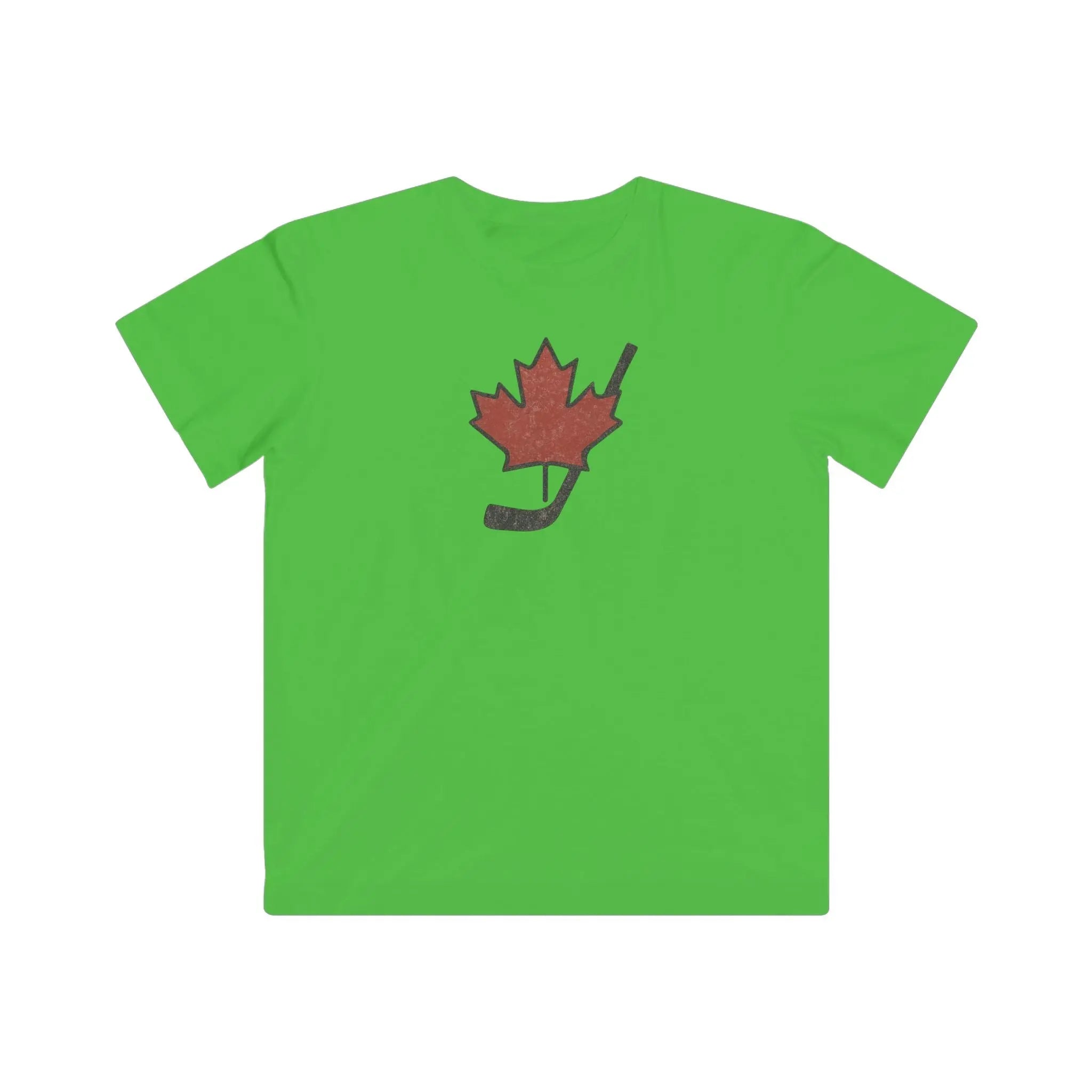 Vintage Canada Maple Leaf Youth Hockey Stick T-Shirt – Distressed Graphic Tee for Hockey Fans Printify