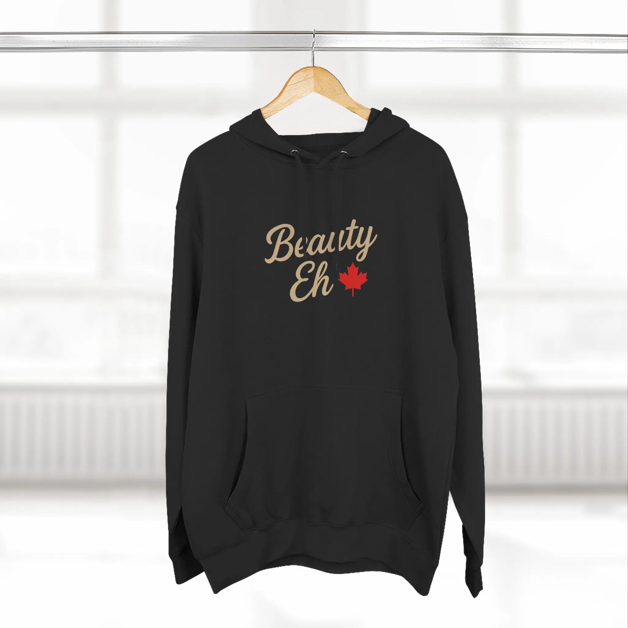 Beauty Eh Canadian Hoodie - Maple Leaf Pride Pullover Sweatshirt - Womens Canada Day Apparel - Cozy Fleece Lined Hooded Sweatshirt Printify