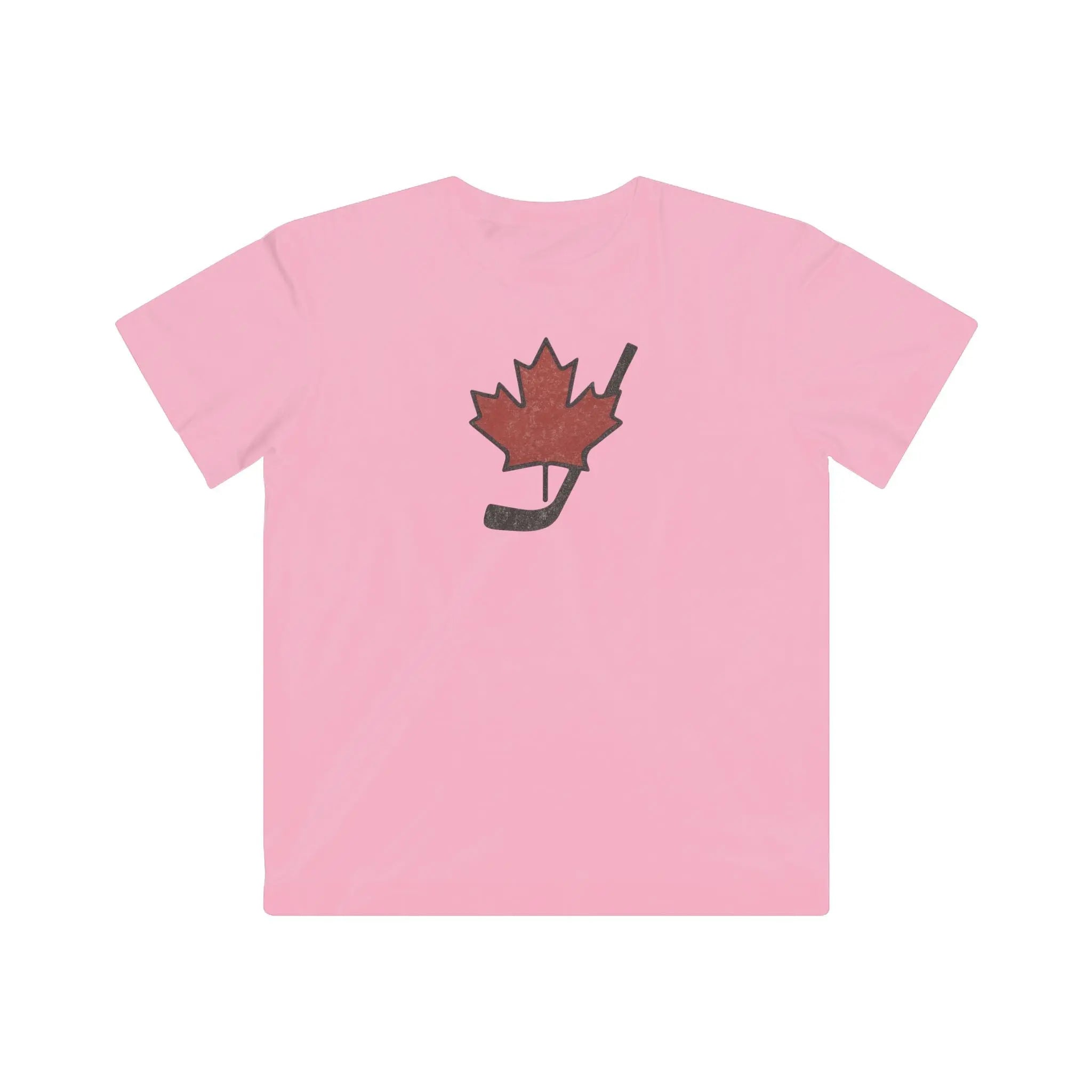 Vintage Canada Maple Leaf Youth Hockey Stick T-Shirt – Distressed Graphic Tee for Hockey Fans Printify