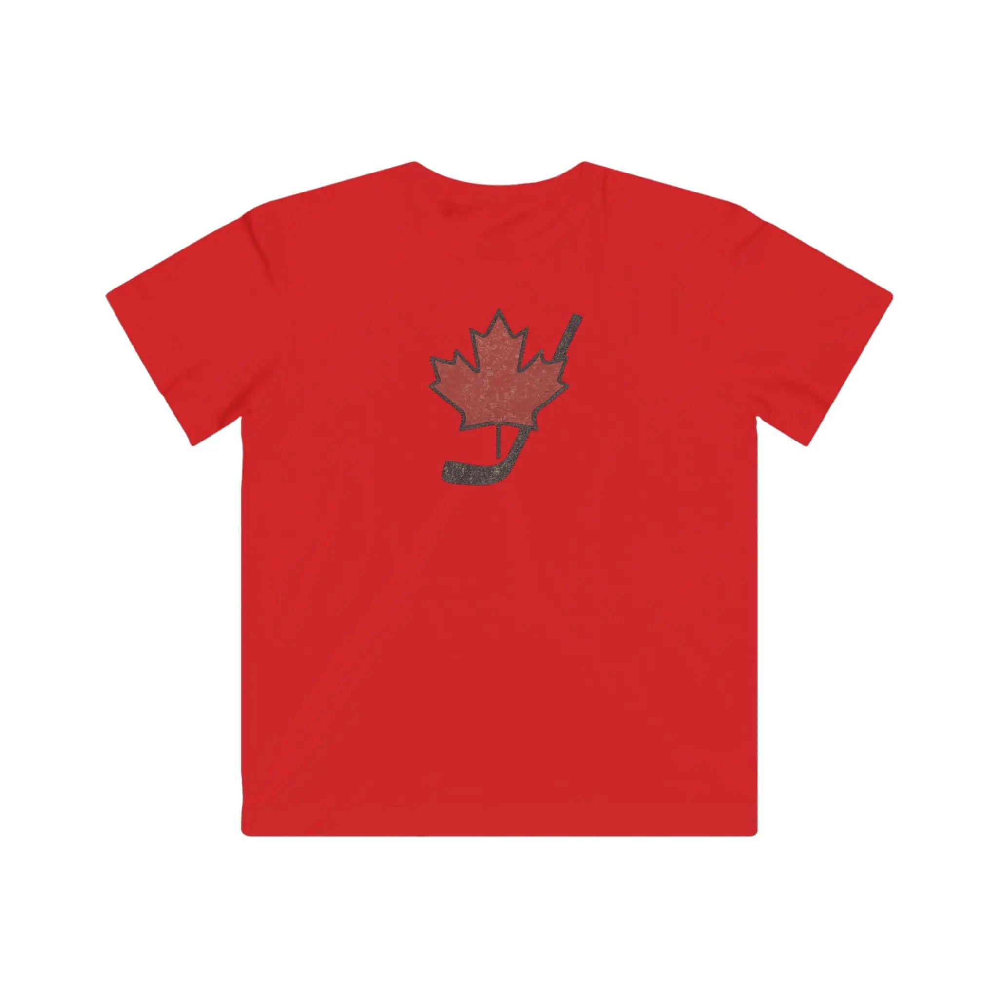 Vintage Canada Maple Leaf Youth Hockey Stick T-Shirt – Distressed Graphic Tee for Hockey Fans Printify