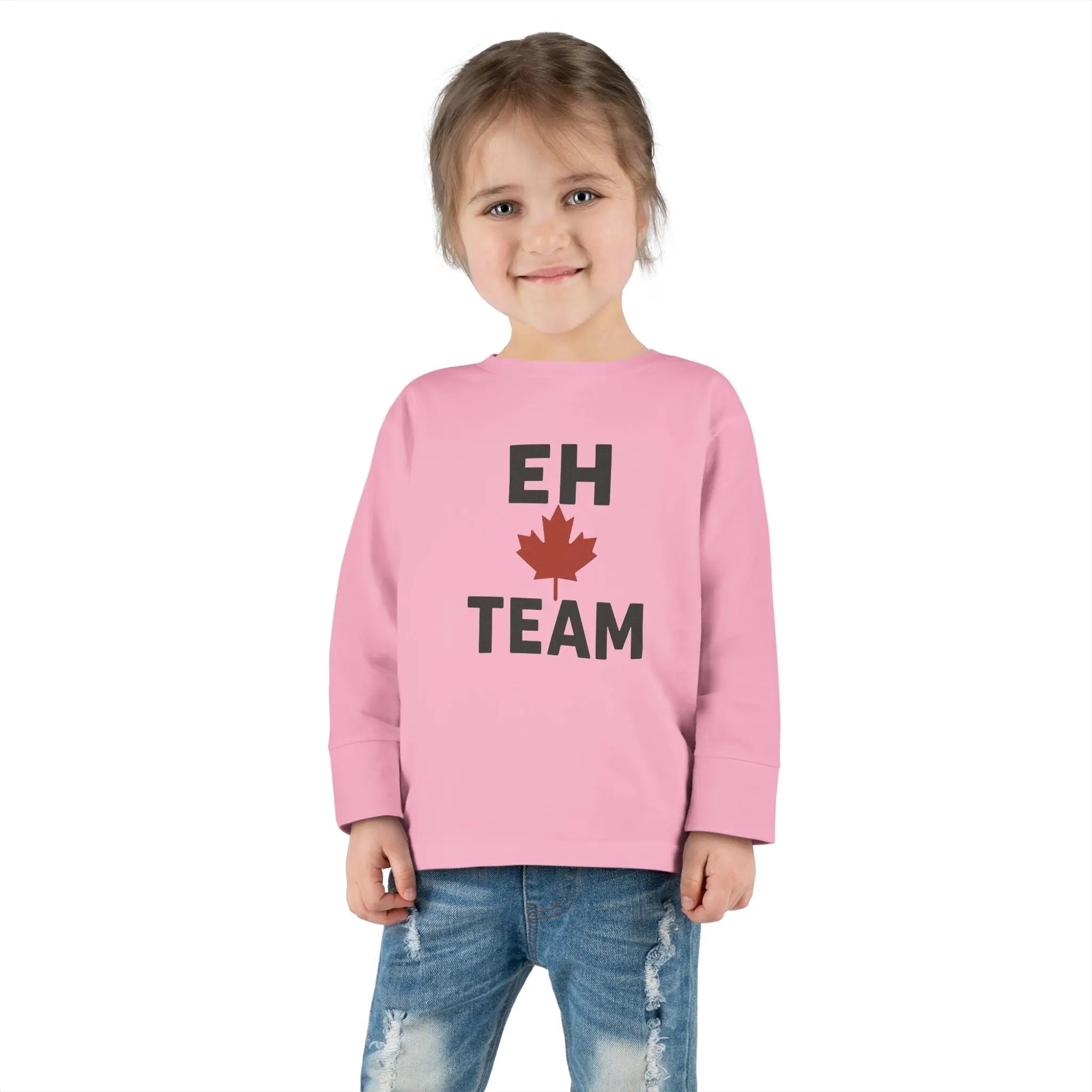 Maple Stick "Eh Team" Toddler Long Sleeve Tee – Maple Leaf Pride Printify