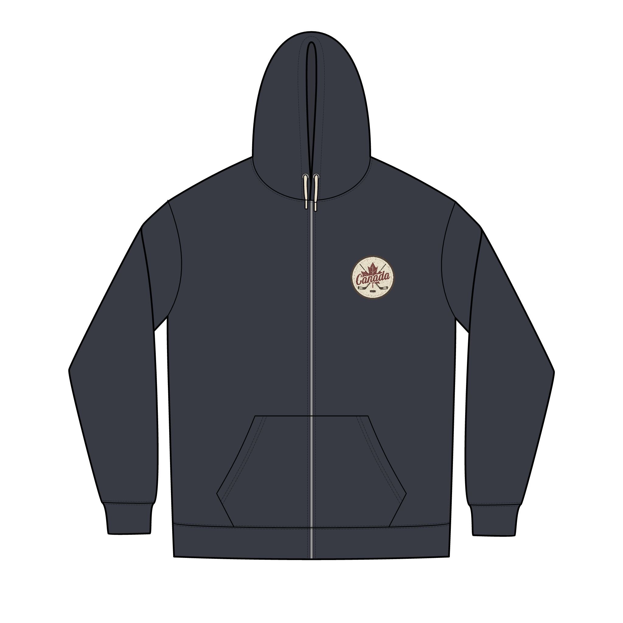 Canada Maple Leaf Crest Hoodie — Team Canada Hockey Pride Full-Zip