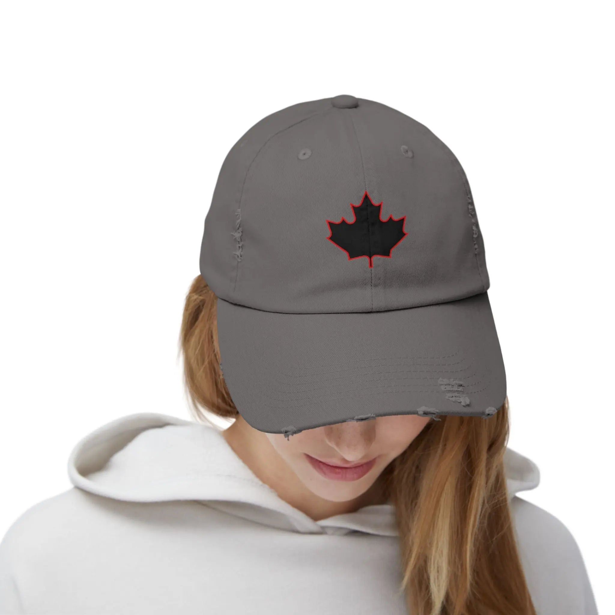 Maple Stick Distressed Hockey Cap – Retro Canadian Style Printify
