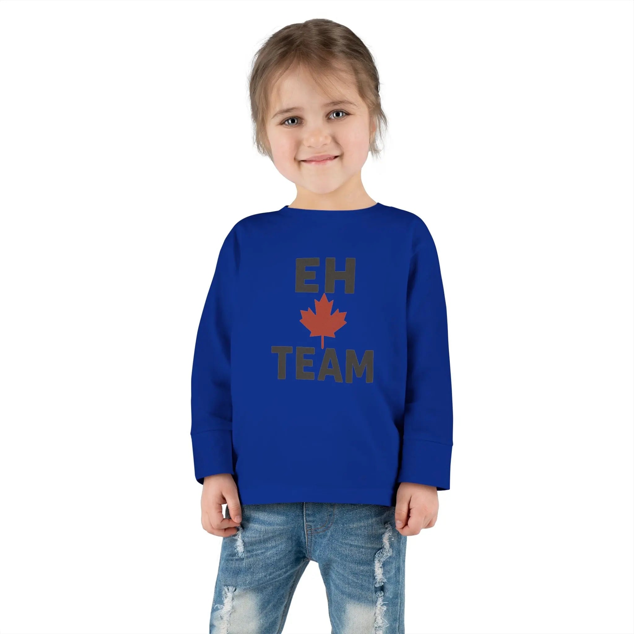 Maple Stick "Eh Team" Toddler Long Sleeve Tee – Maple Leaf Pride Printify