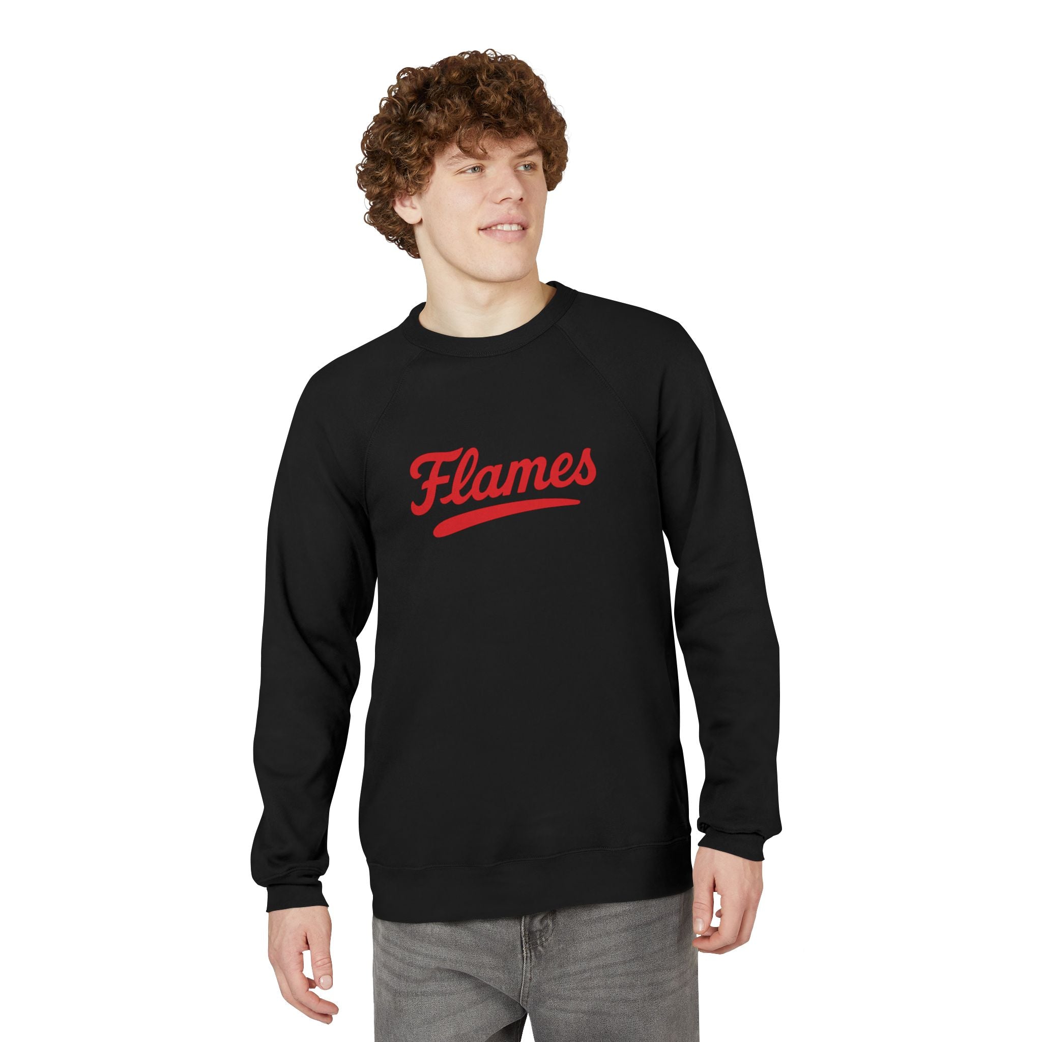 FLAMES Script Raglan Sweatshirt — Vintage Sports Crewneck