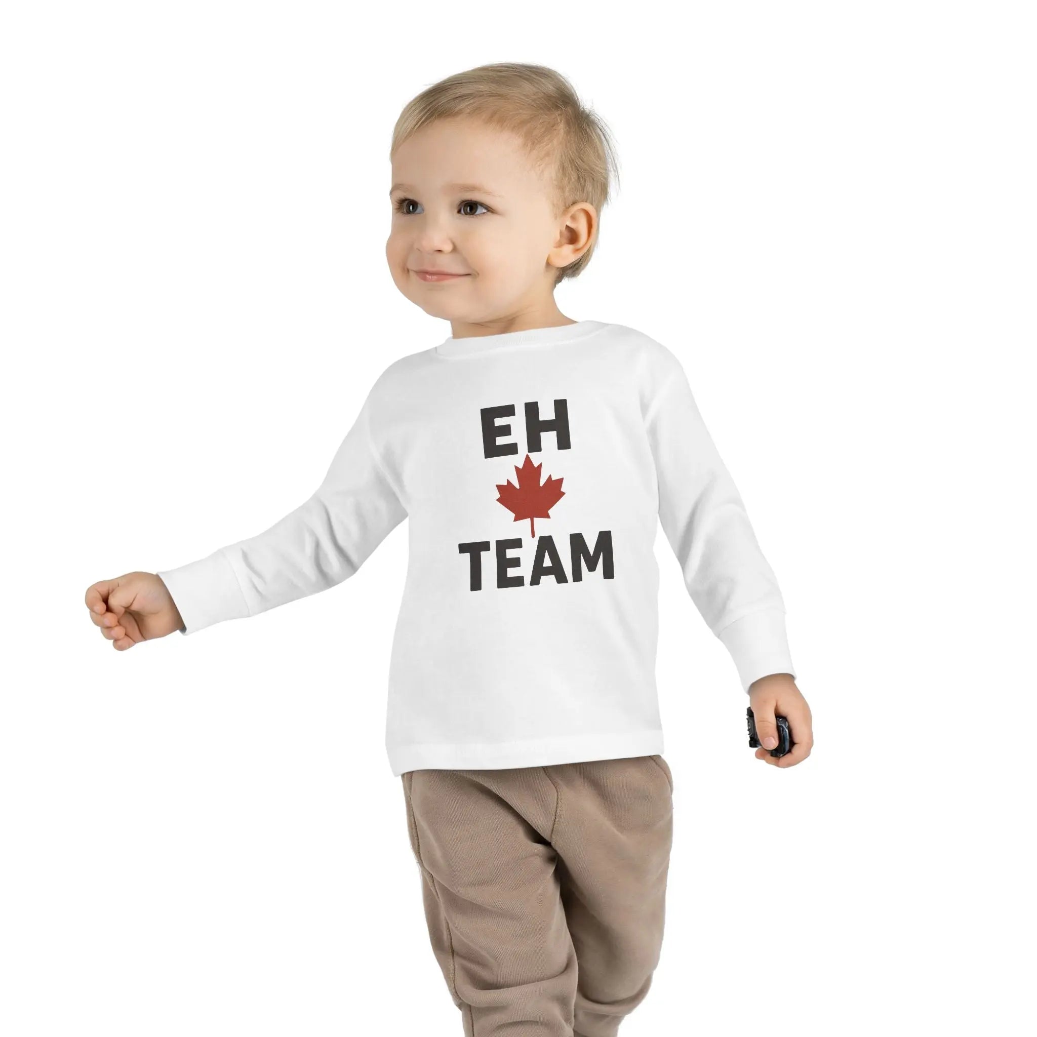 Maple Stick "Eh Team" Toddler Long Sleeve Tee – Maple Leaf Pride Printify