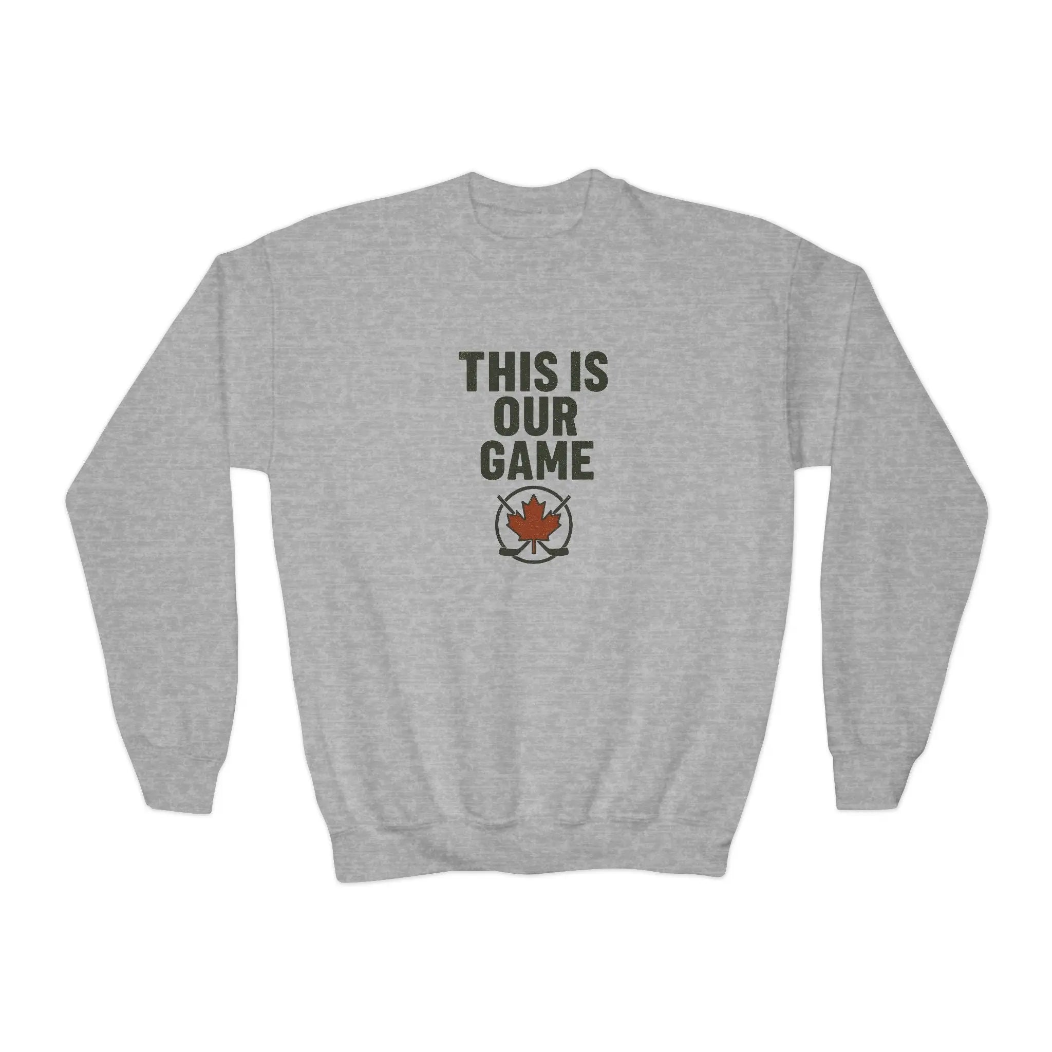 Maple Stick Youth Crewneck Sweatshirt – Our Game Sweater, Canadian Pride Printify