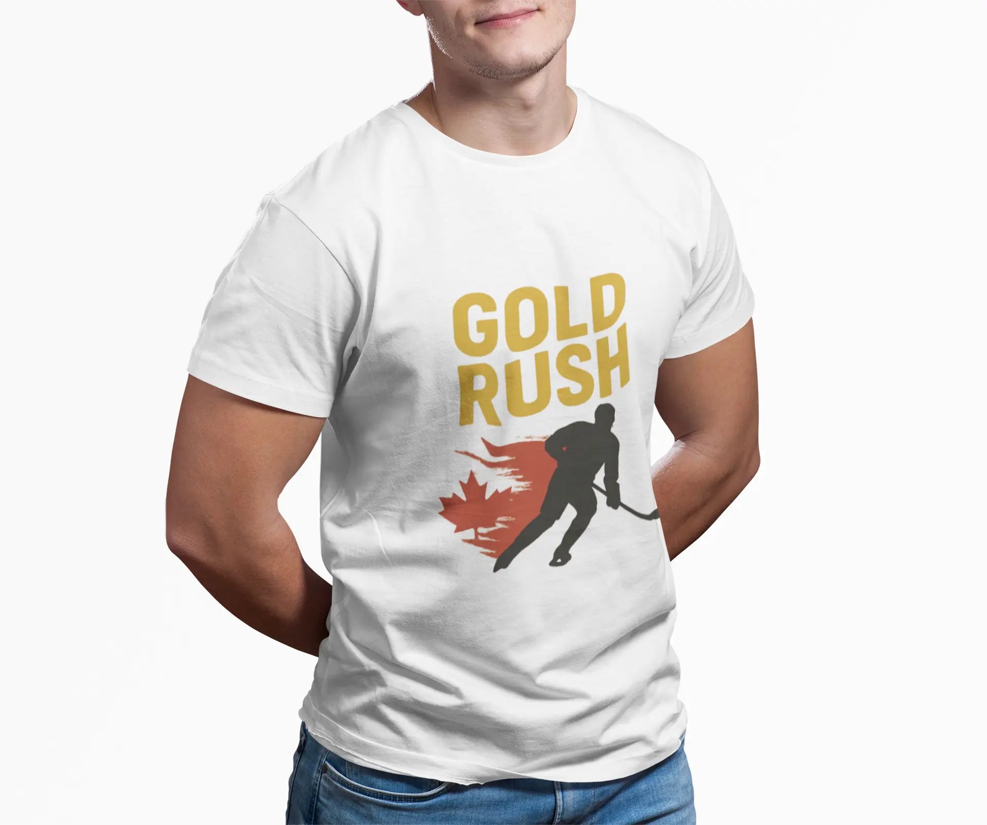 Gold Rush Hockey Unisex Long Sleeve Shirt - Canada Olympic Gold - Maple Stick Hockey Printify