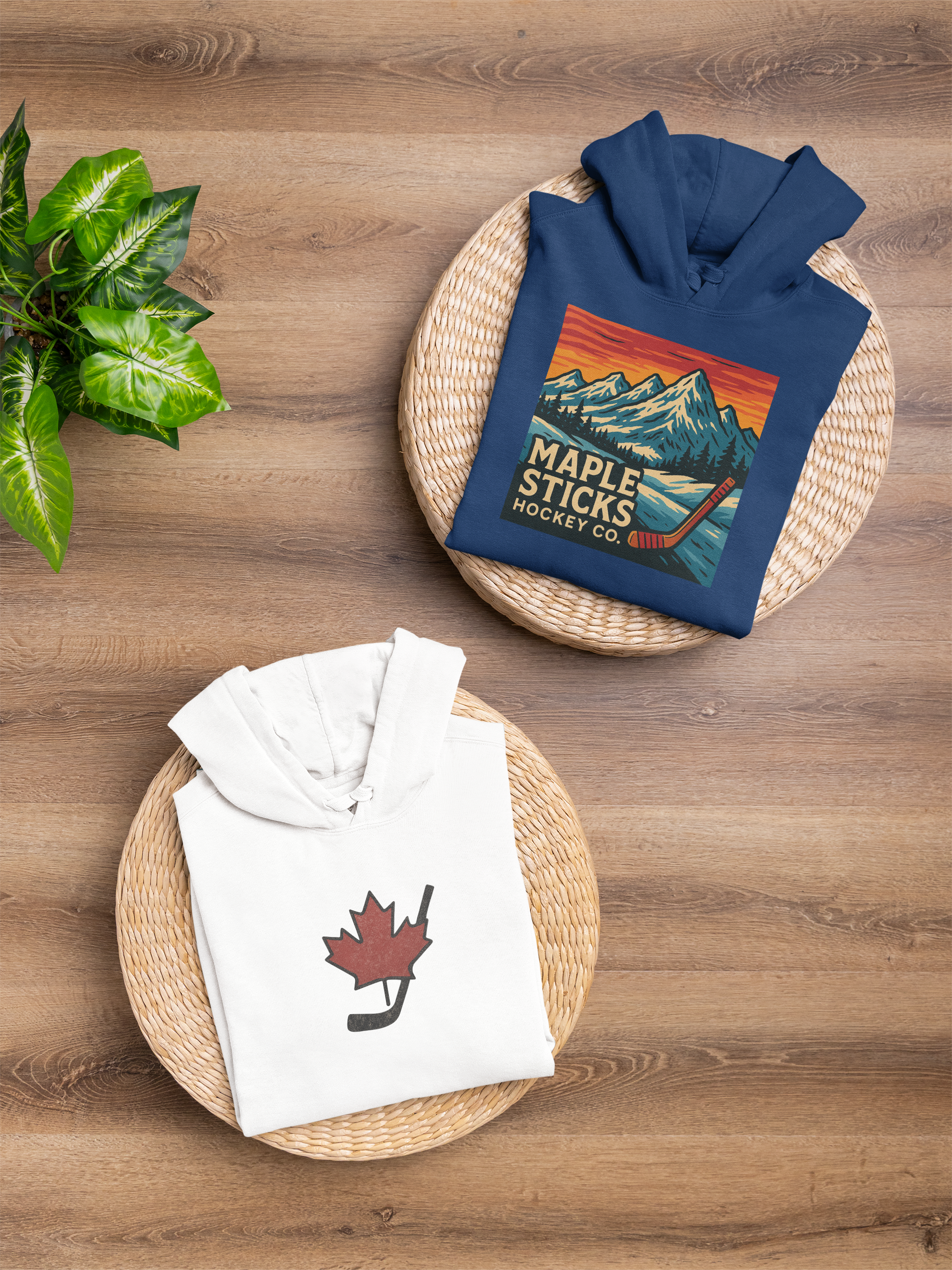 Maple Sticks Hockey Co Unisex Hooded Long Sleeve Tee, Casual Sportswear, Great for Hockey Fans, Outdoor Adventures, Gift for Sports Lovers Printify