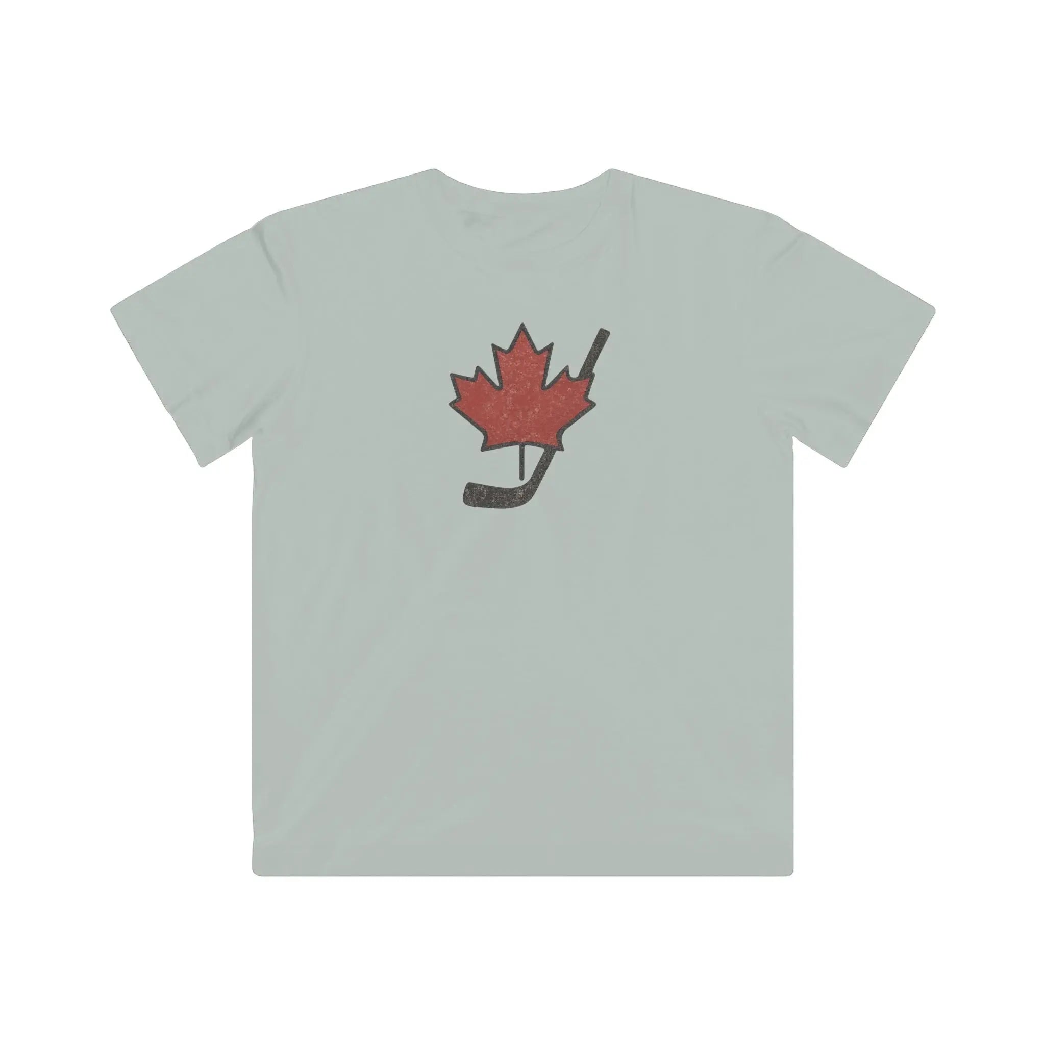Vintage Canada Maple Leaf Youth Hockey Stick T-Shirt – Distressed Graphic Tee for Hockey Fans Printify