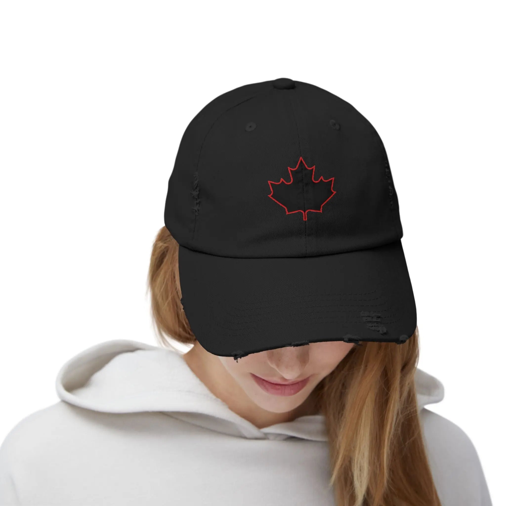 Maple Stick Distressed Hockey Cap – Retro Canadian Style Printify