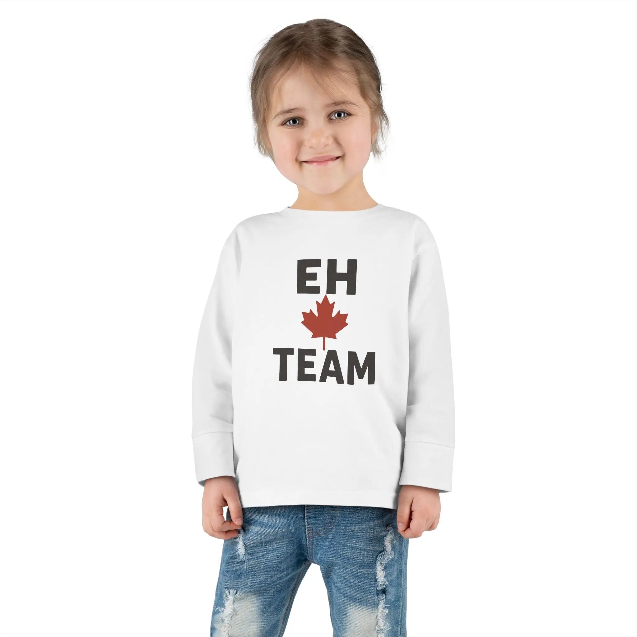 Maple Stick "Eh Team" Toddler Long Sleeve Tee – Maple Leaf Pride Printify