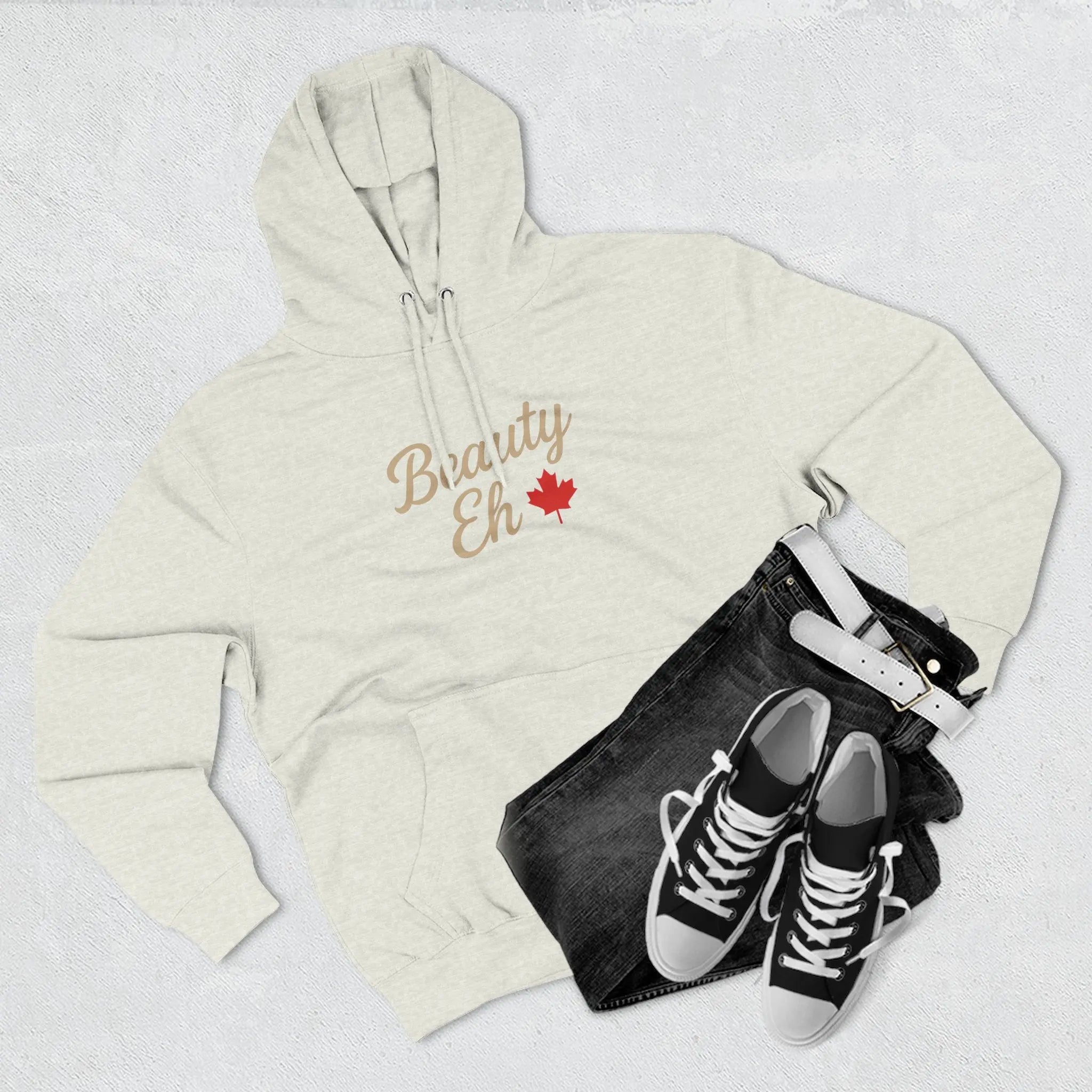 Beauty Eh Canadian Hoodie - Maple Leaf Pride Pullover Sweatshirt - Womens Canada Day Apparel - Cozy Fleece Lined Hooded Sweatshirt Printify