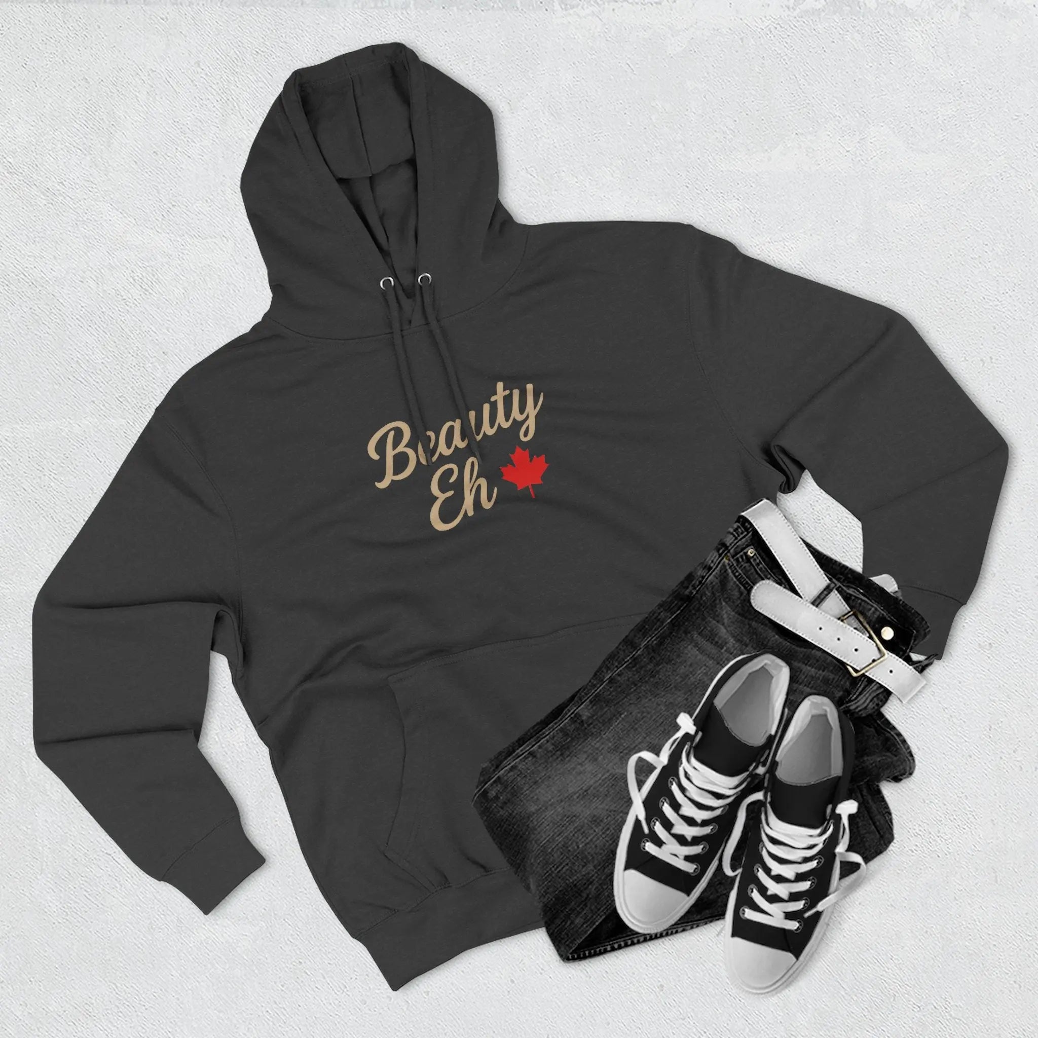 Beauty Eh Canadian Hoodie - Maple Leaf Pride Pullover Sweatshirt - Womens Canada Day Apparel - Cozy Fleece Lined Hooded Sweatshirt Printify