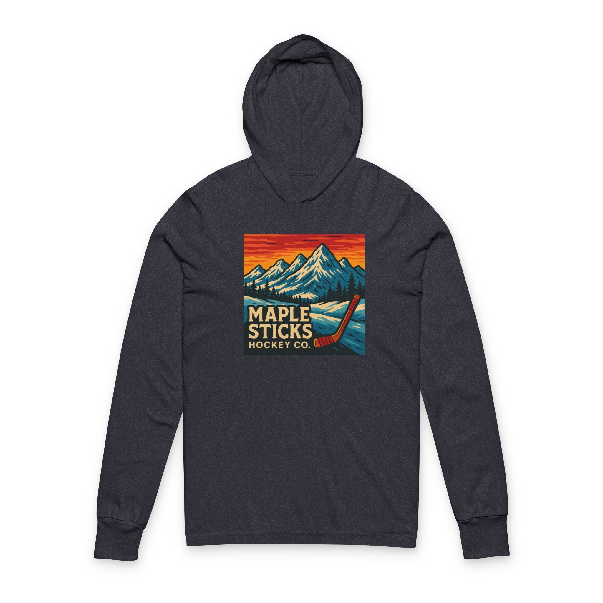 Maple Sticks Hockey Co Unisex Hooded Long Sleeve Tee, Casual Sportswear, Great for Hockey Fans, Outdoor Adventures, Gift for Sports Lovers