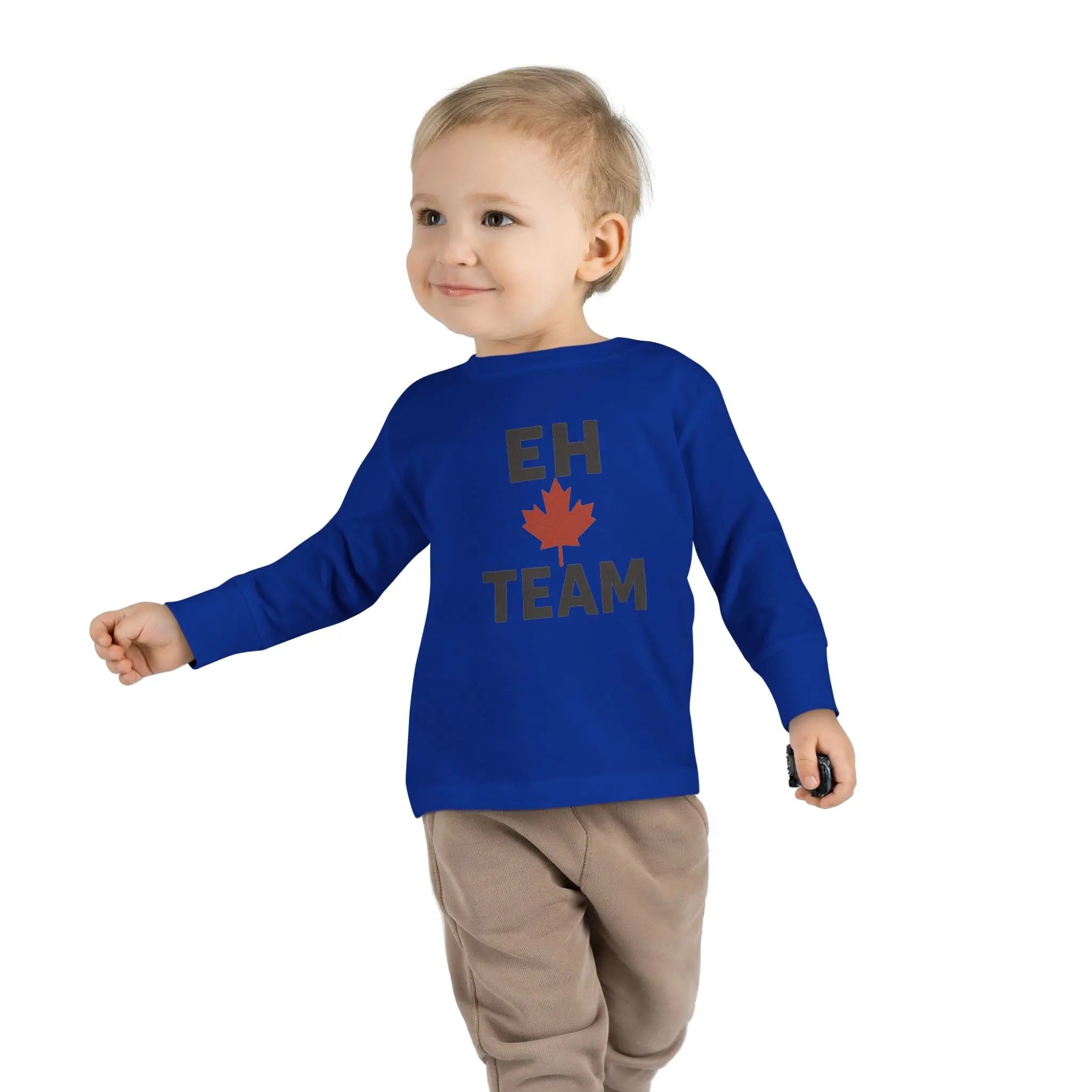 Maple Stick "Eh Team" Toddler Long Sleeve Tee – Maple Leaf Pride Printify