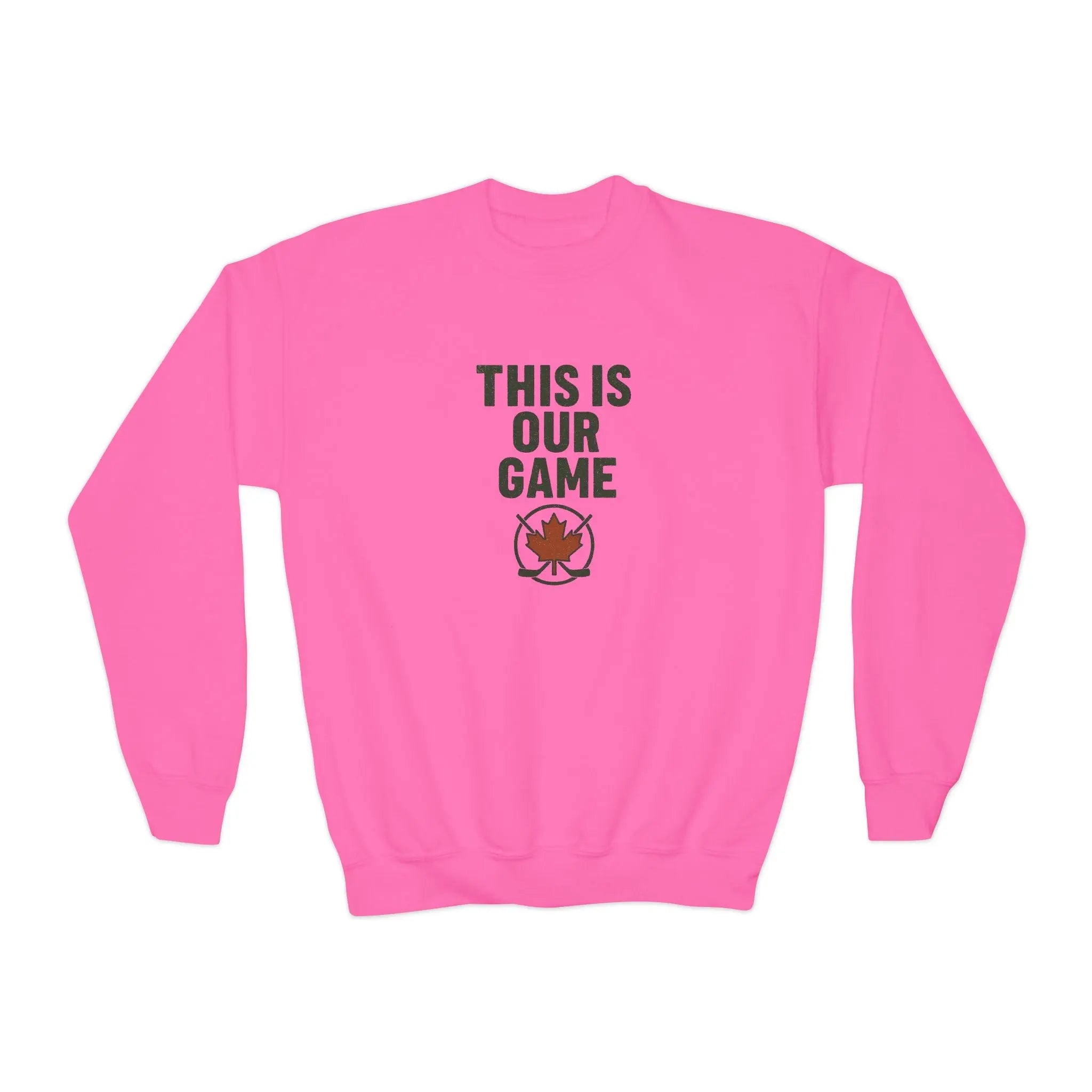 Maple Stick Youth Crewneck Sweatshirt – Our Game Sweater, Canadian Pride Printify