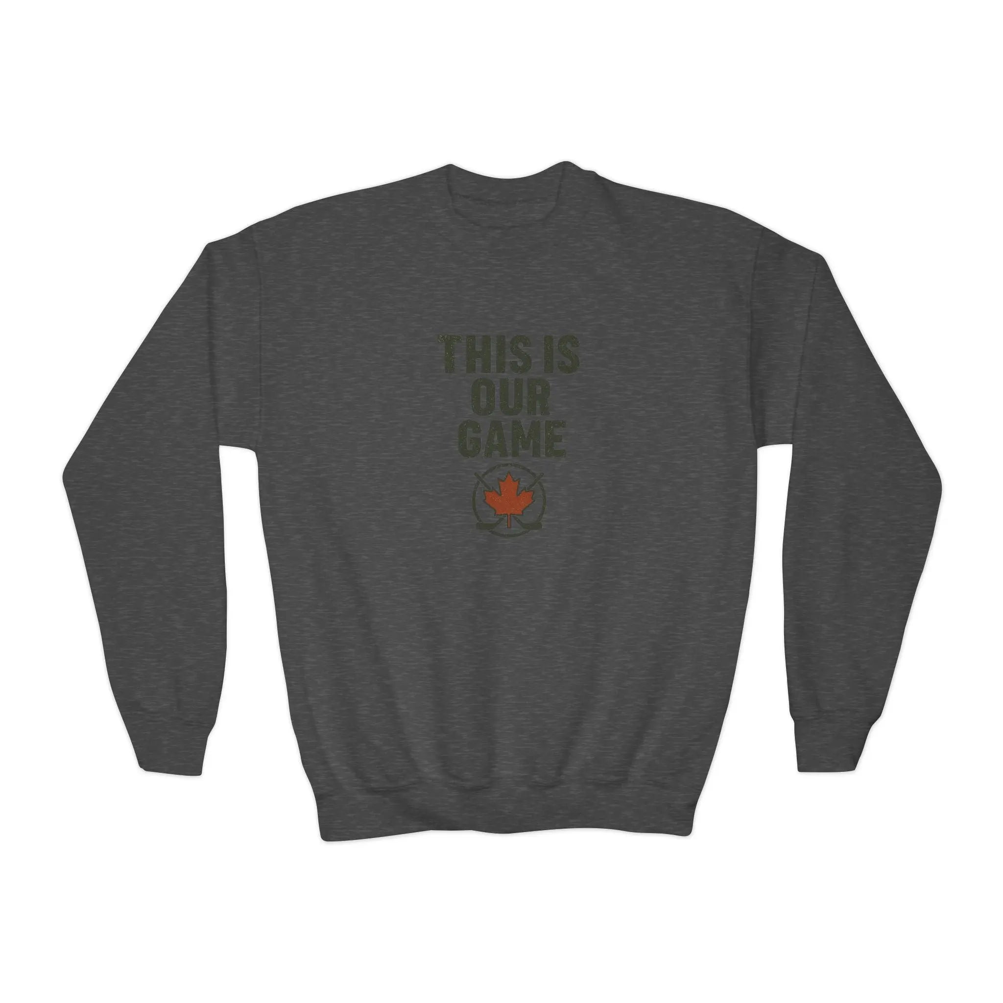 Maple Stick Youth Crewneck Sweatshirt – Our Game Sweater, Canadian Pride Printify