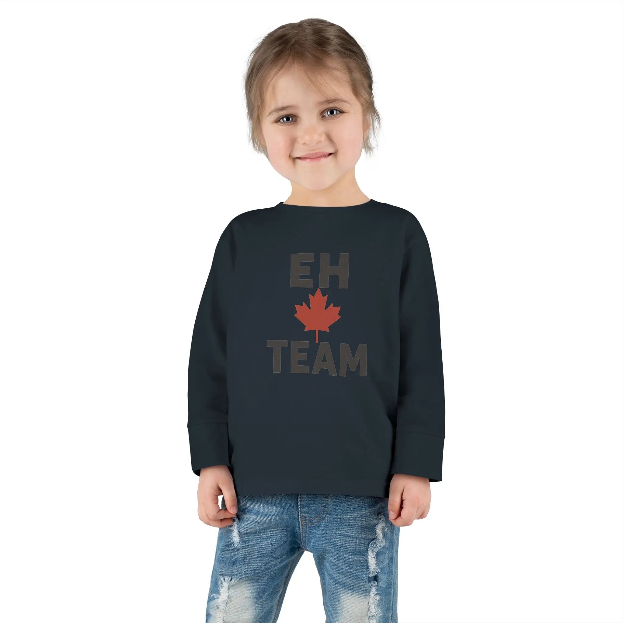 Maple Stick "Eh Team" Toddler Long Sleeve Tee – Maple Leaf Pride Printify