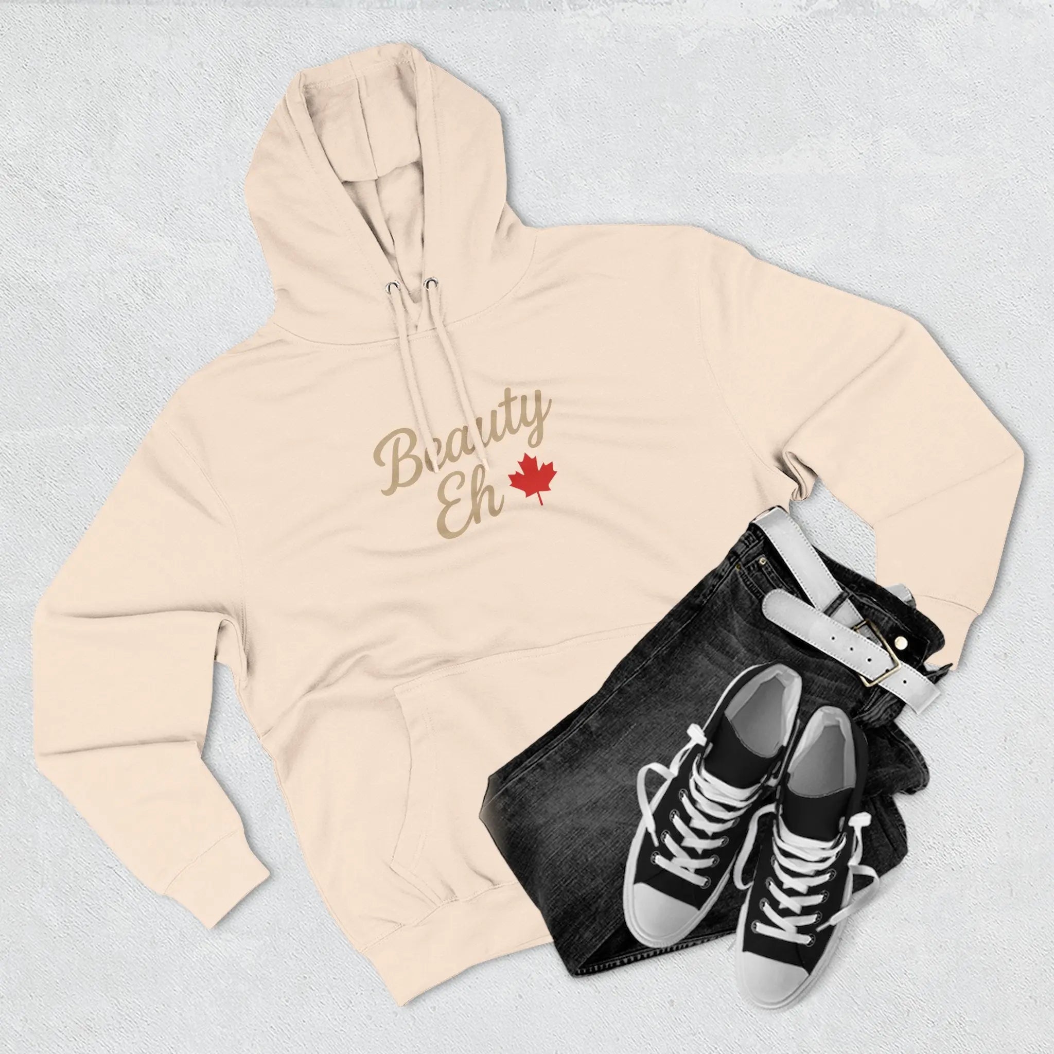 Beauty Eh Canadian Hoodie - Maple Leaf Pride Pullover Sweatshirt - Womens Canada Day Apparel - Cozy Fleece Lined Hooded Sweatshirt Printify
