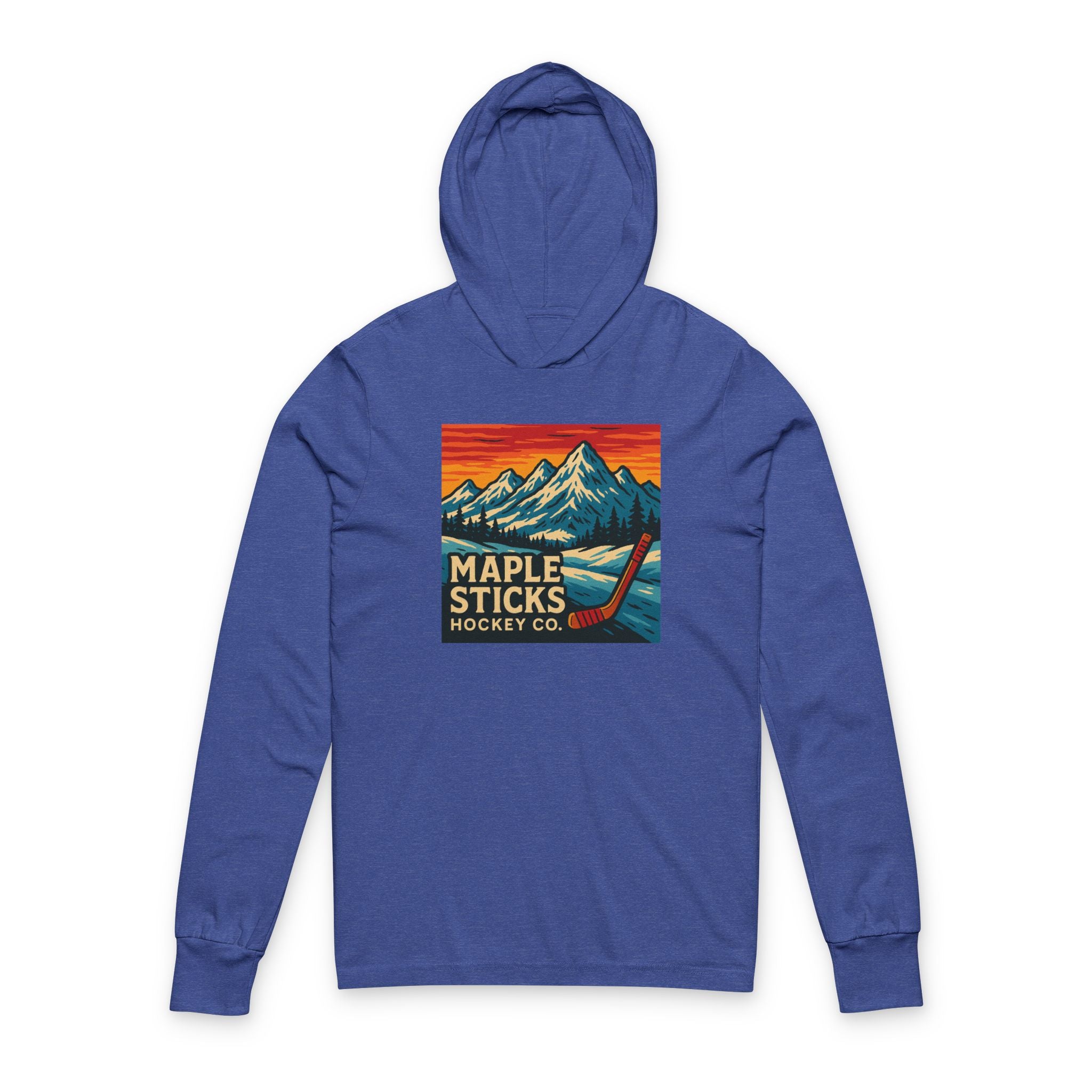 Maple Sticks Hockey Co Unisex Hooded Long Sleeve Tee, Casual Sportswear, Great for Hockey Fans, Outdoor Adventures, Gift for Sports Lovers