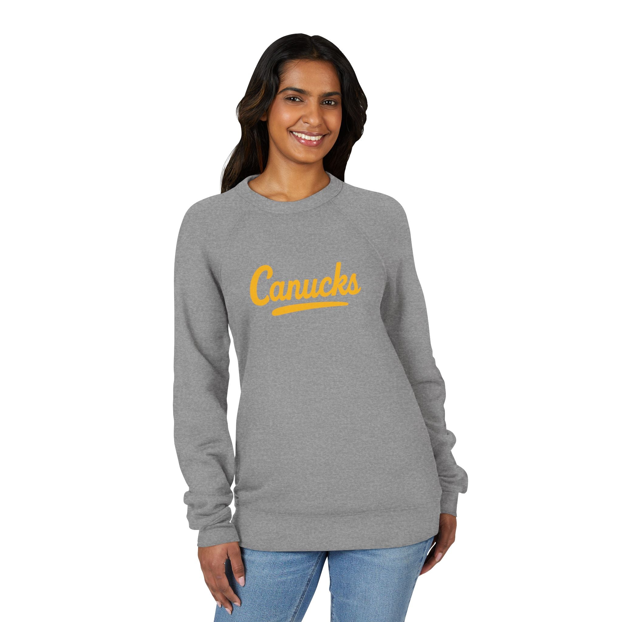CANUCKS Script Raglan Sweatshirt — Vintage Sports Crewneck