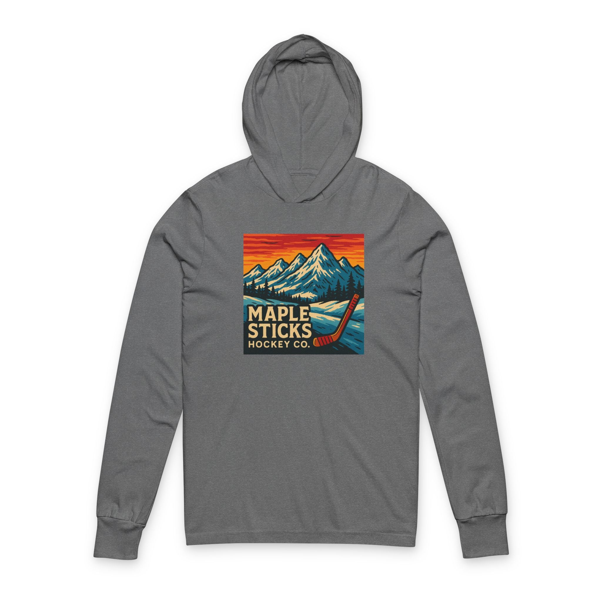 Maple Sticks Hockey Co Unisex Hooded Long Sleeve Tee, Casual Sportswear, Great for Hockey Fans, Outdoor Adventures, Gift for Sports Lovers