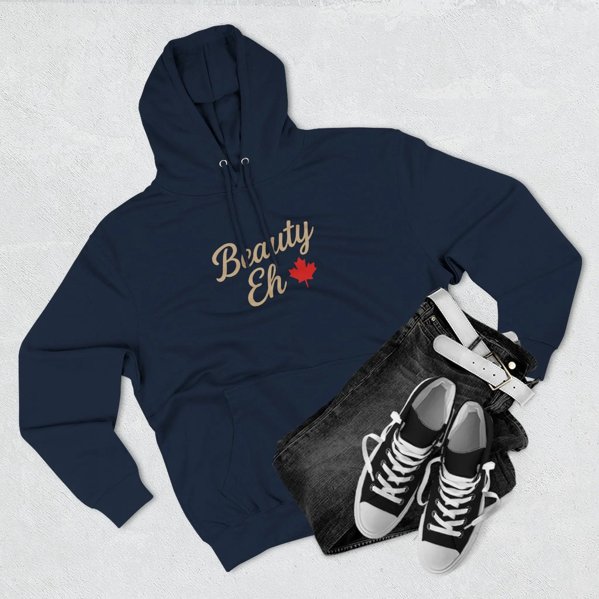 Beauty Eh Canadian Hoodie - Maple Leaf Pride Pullover Sweatshirt - Womens Canada Day Apparel - Cozy Fleece Lined Hooded Sweatshirt Printify