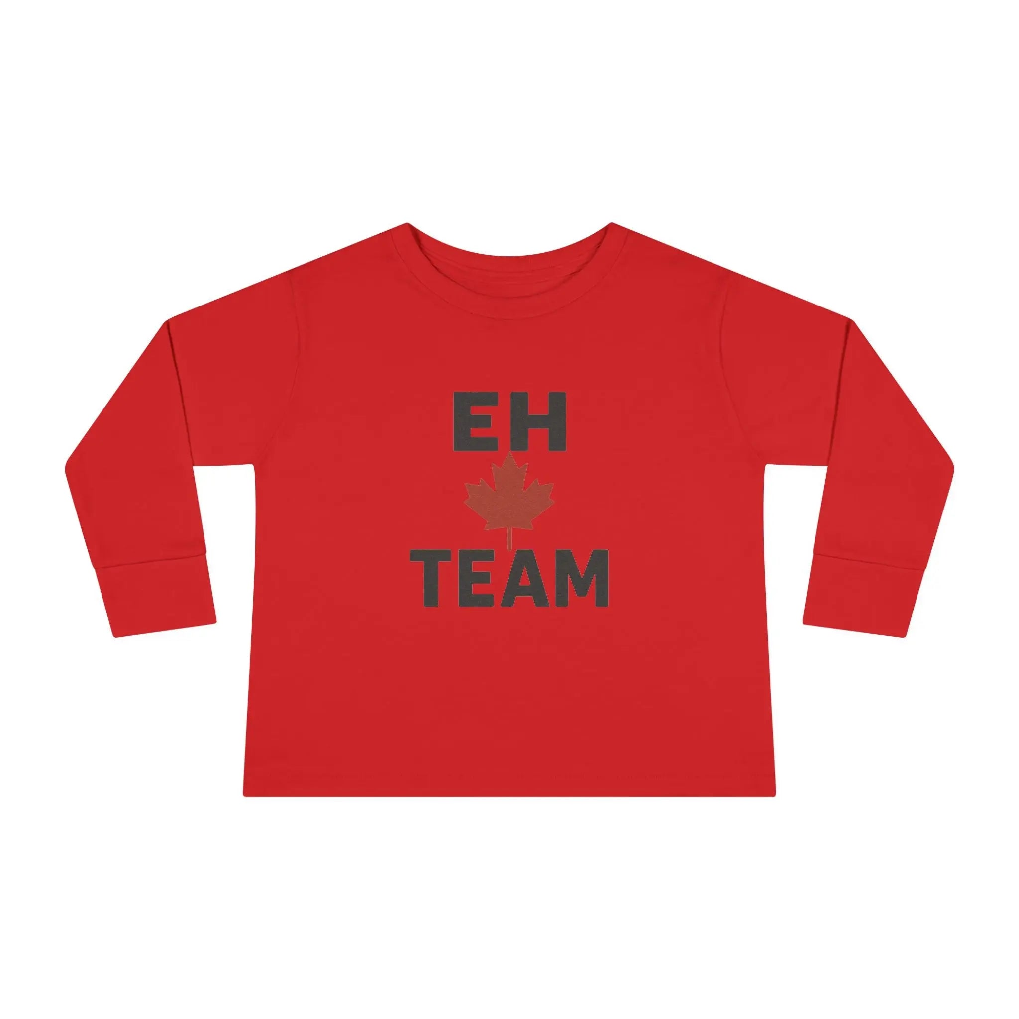 Maple Stick "Eh Team" Toddler Long Sleeve Tee – Maple Leaf Pride Printify