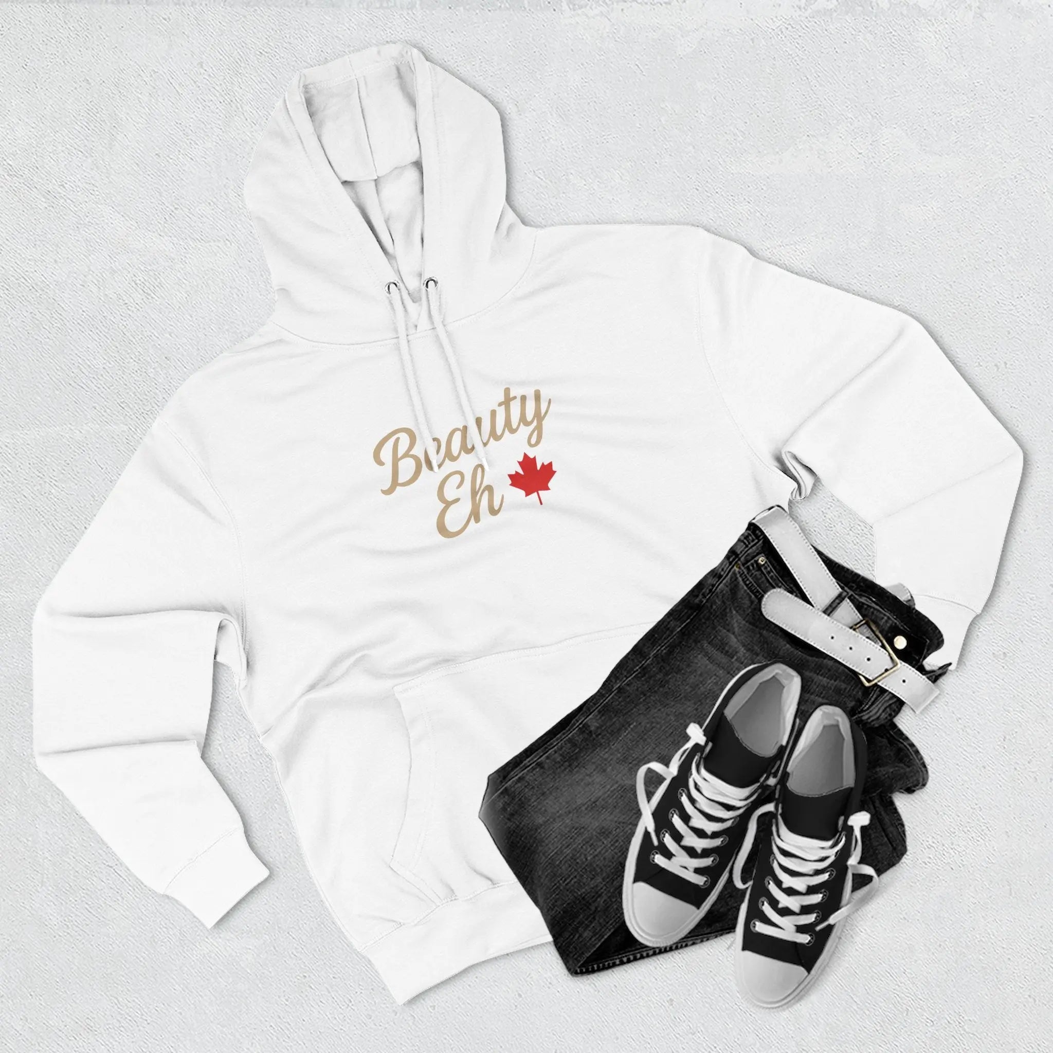 Beauty Eh Canadian Hoodie - Maple Leaf Pride Pullover Sweatshirt - Womens Canada Day Apparel - Cozy Fleece Lined Hooded Sweatshirt Printify
