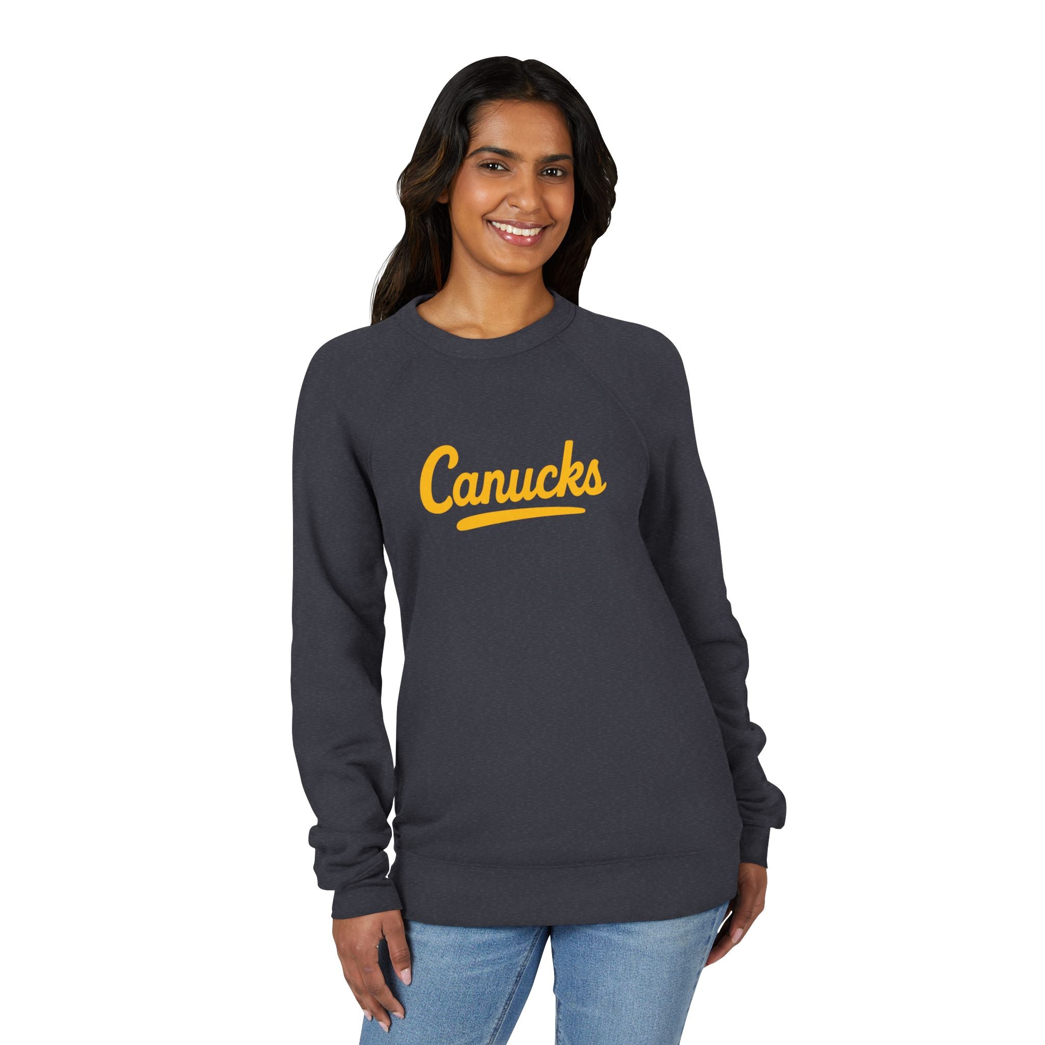 CANUCKS Script Raglan Sweatshirt — Vintage Sports Crewneck