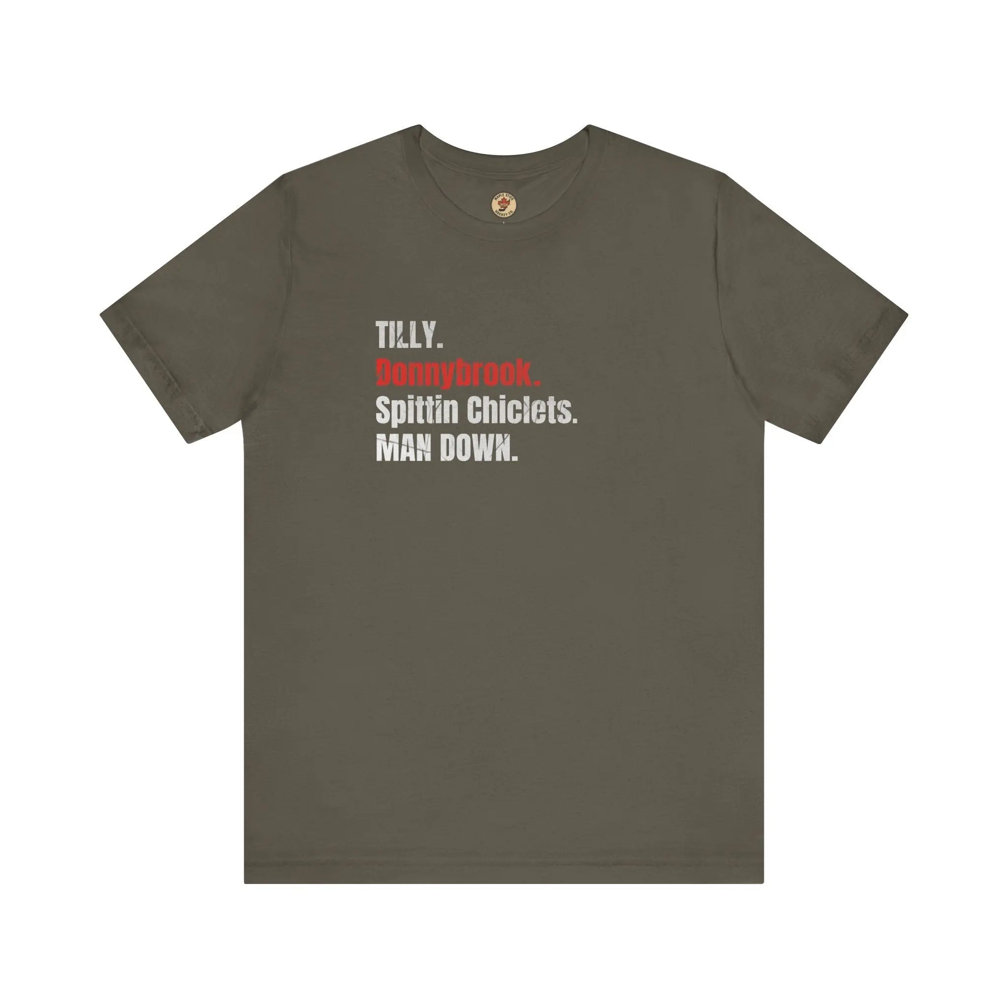 Tilly Donnybrook Spittin Chicklets Man Down T-Shirt - Hockey Fight - Maple Stick Hockey Co. - True Fan Printify
