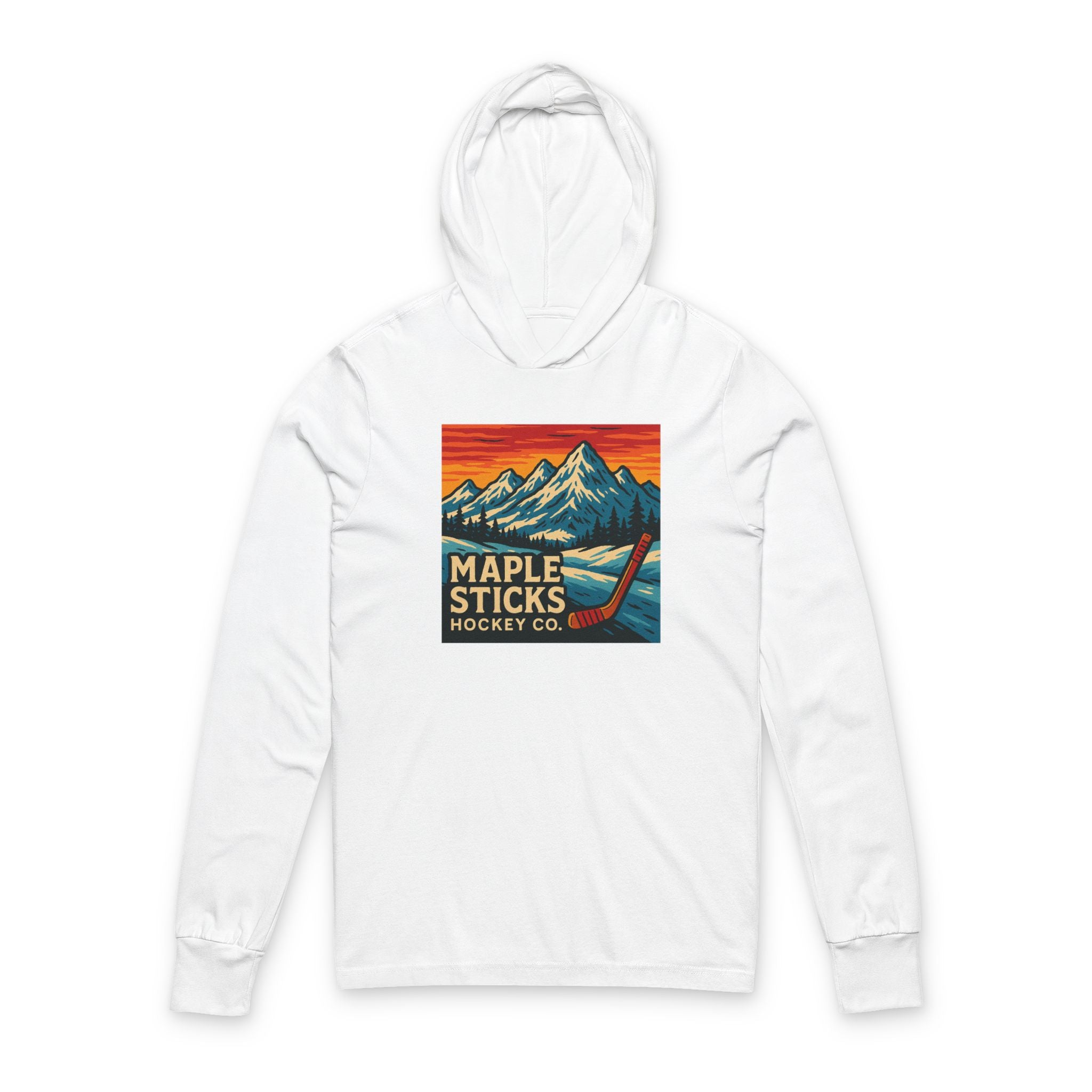 Maple Sticks Hockey Co Unisex Hooded Long Sleeve Tee, Casual Sportswear, Great for Hockey Fans, Outdoor Adventures, Gift for Sports Lovers