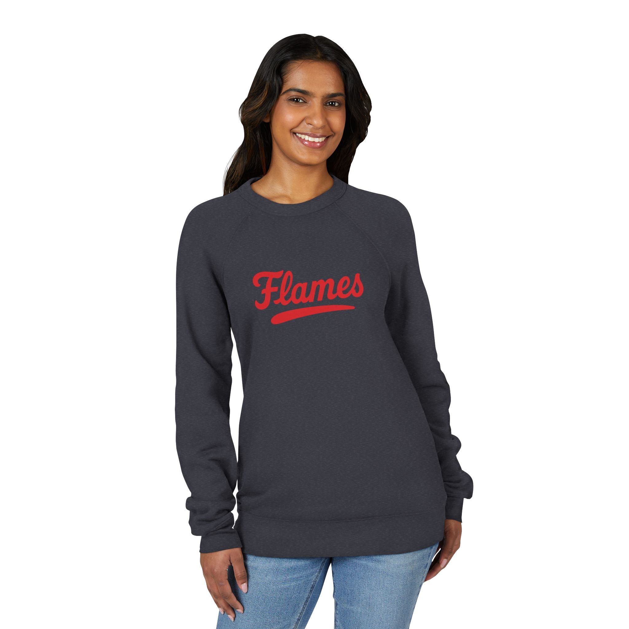 FLAMES Script Raglan Sweatshirt — Vintage Sports Crewneck