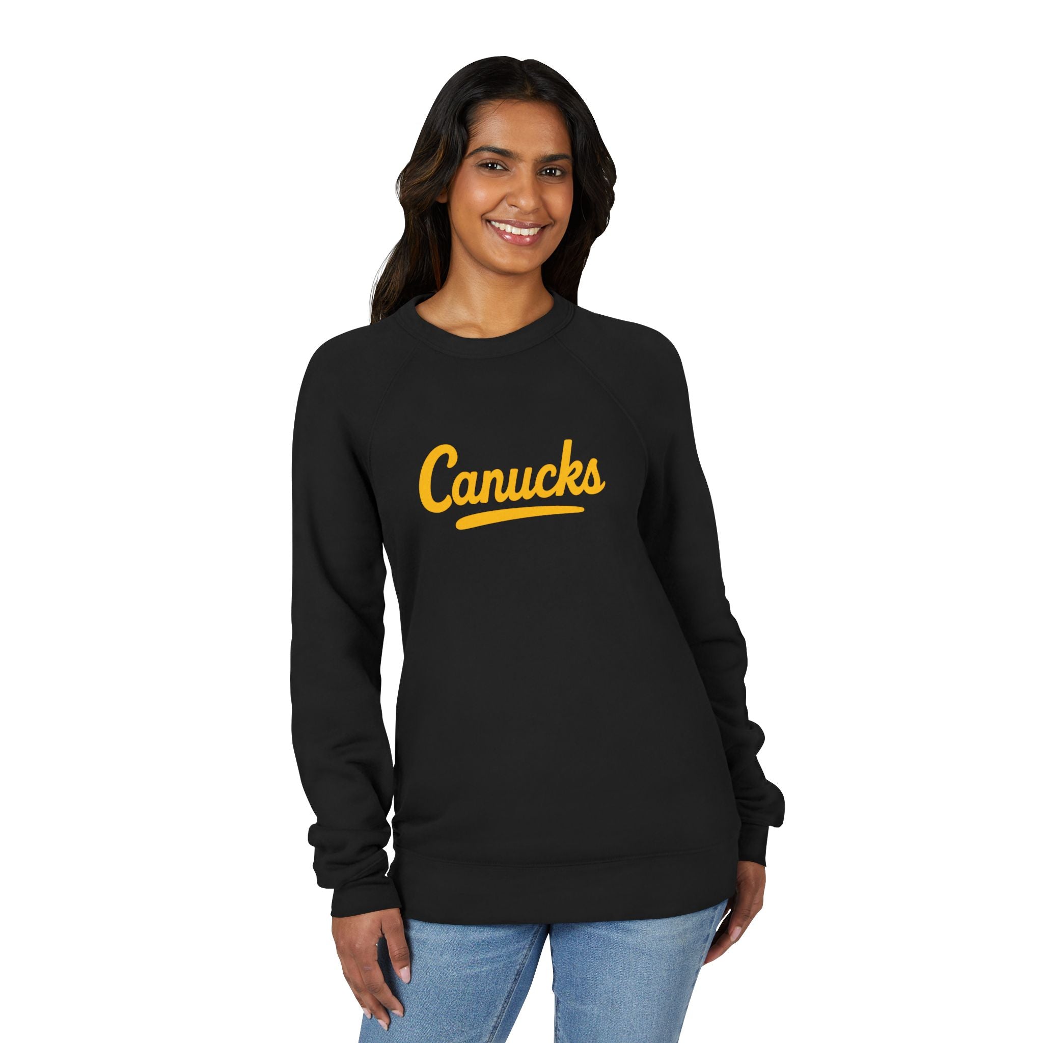 CANUCKS Script Raglan Sweatshirt — Vintage Sports Crewneck
