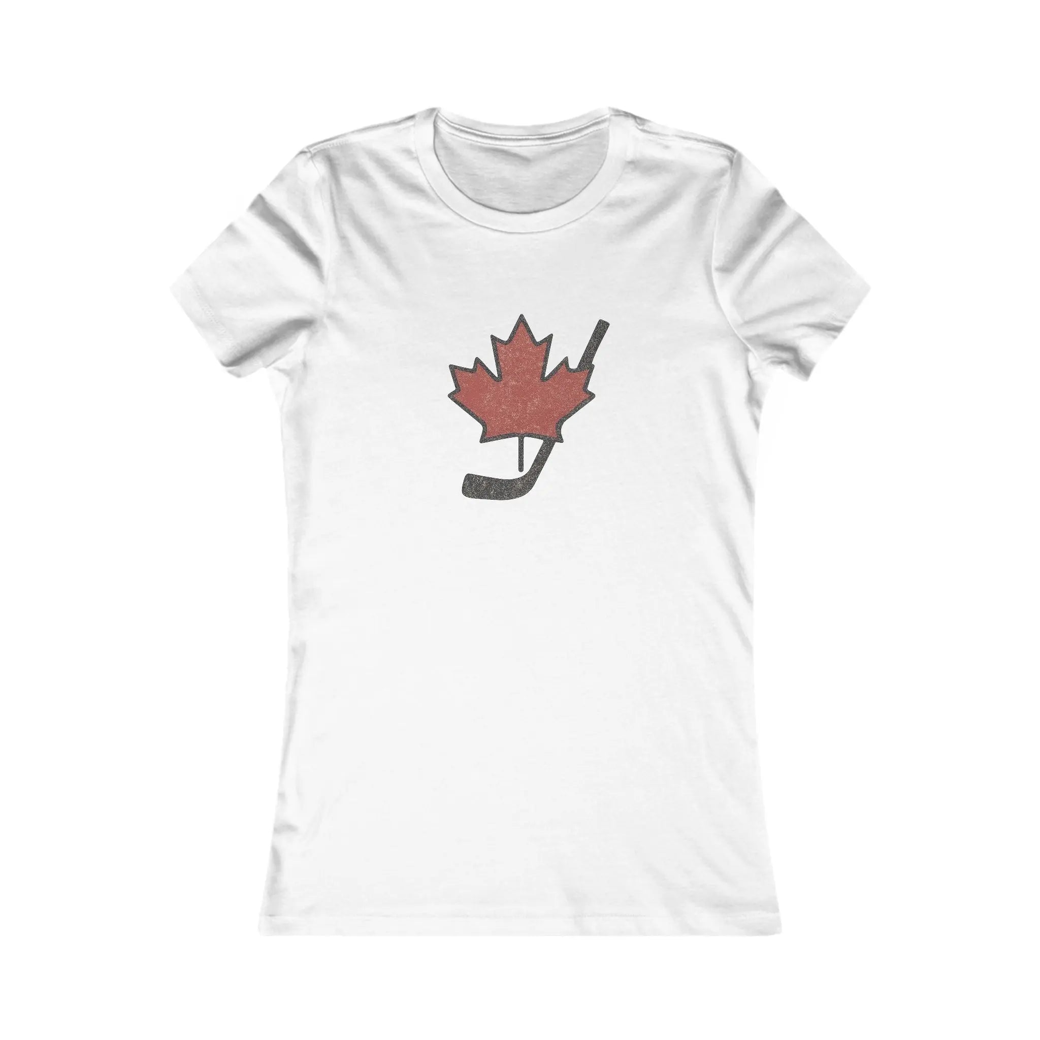 Maple Leaf Hockey Stick Women's T-Shirt - Canadian Hockey Pride - Maple Stick Hockey Co. - Ladies Fit Printify