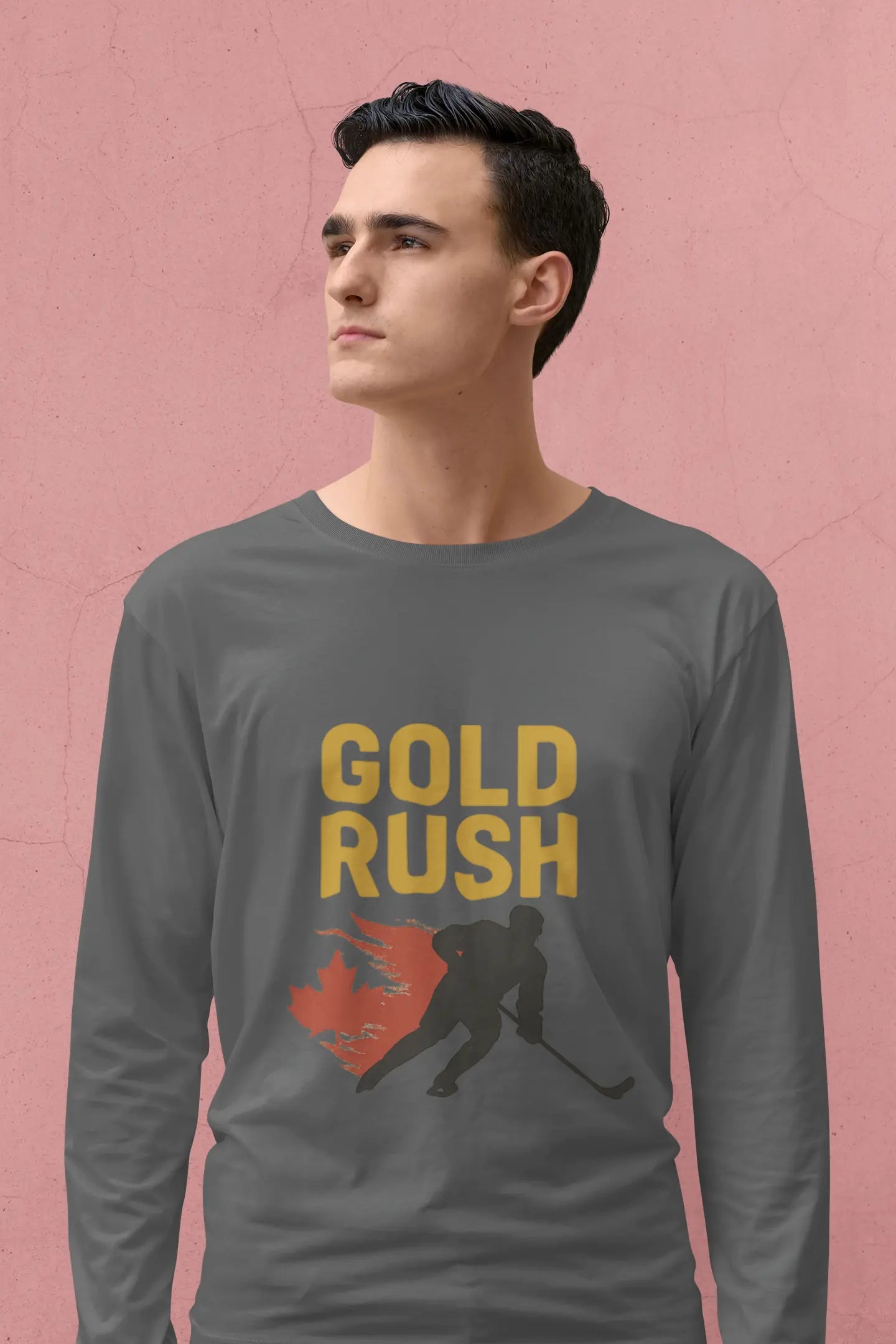 Gold Rush Hockey Unisex Long Sleeve Shirt - Canada Olympic Gold - Maple Stick Hockey Printify