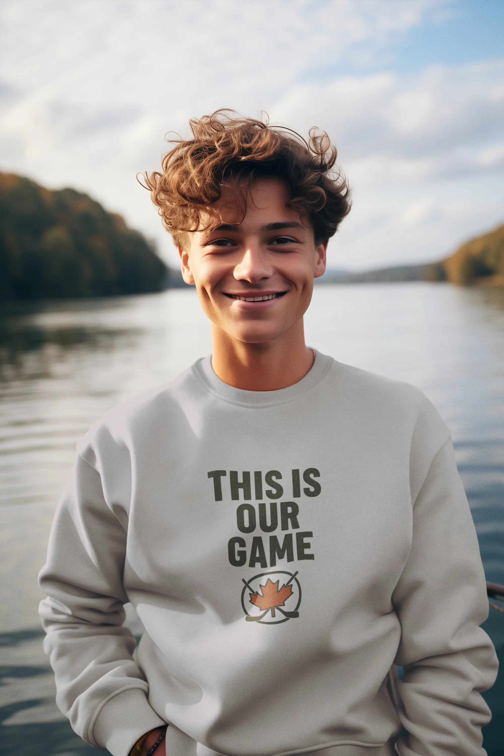 Maple Stick Youth Crewneck Sweatshirt – Our Game Sweater, Canadian Pride Printify
