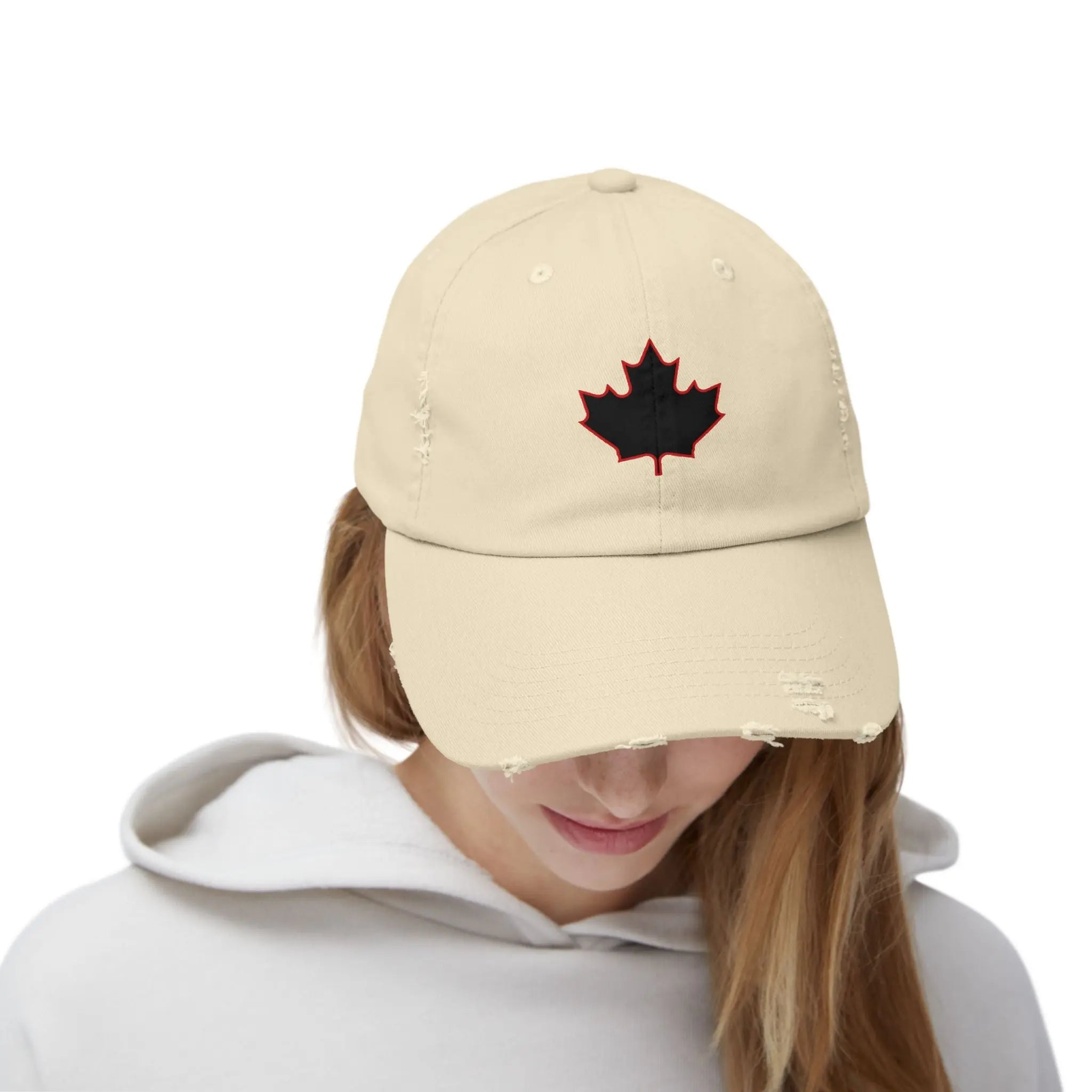 Maple Stick Distressed Hockey Cap – Retro Canadian Style Printify