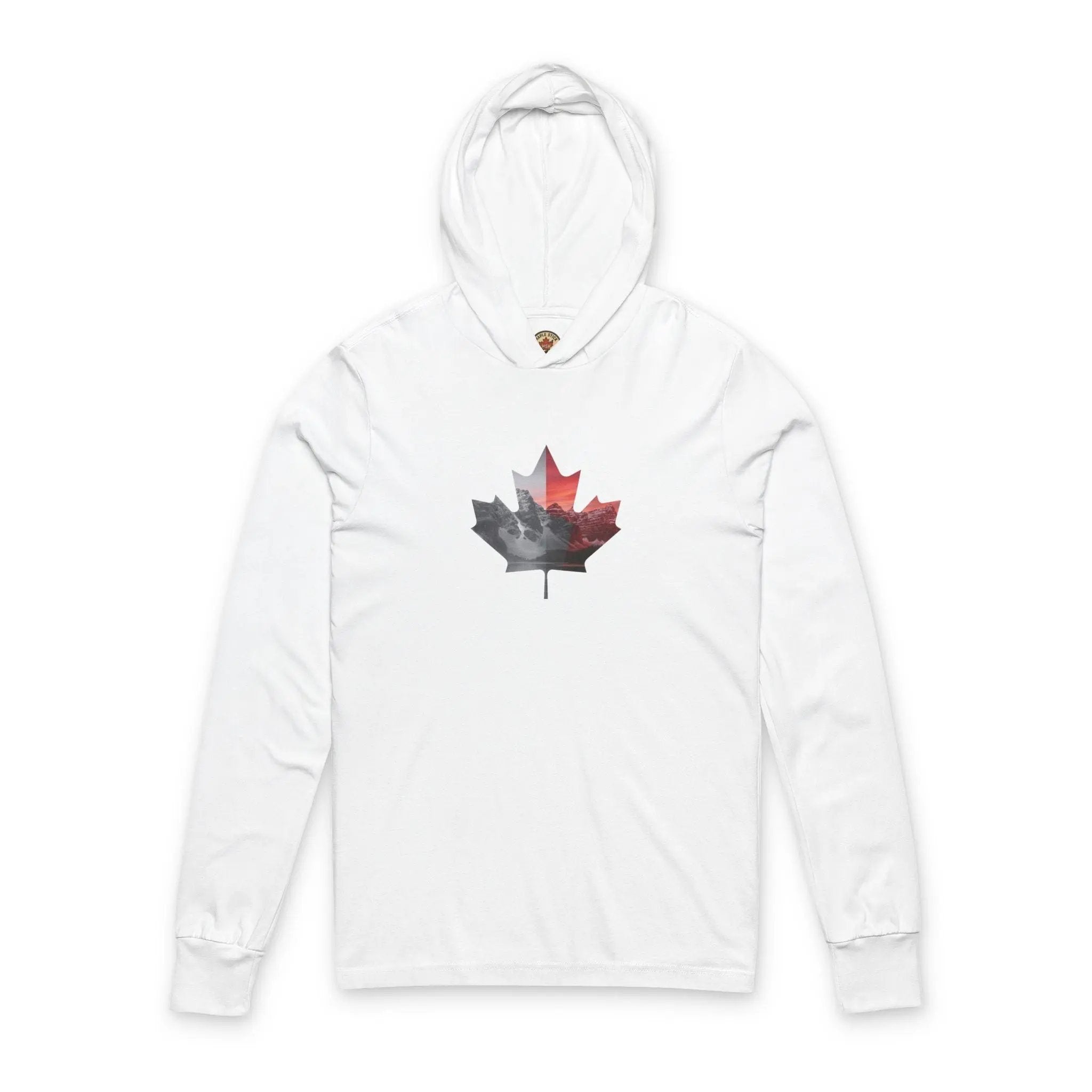 Maple Leaf Unisex Hooded Long Sleeve Tee, Canada Day, Fall Fashion, Casual Wear, Outdoor Activities, Eco-Friendly Apparel Printify